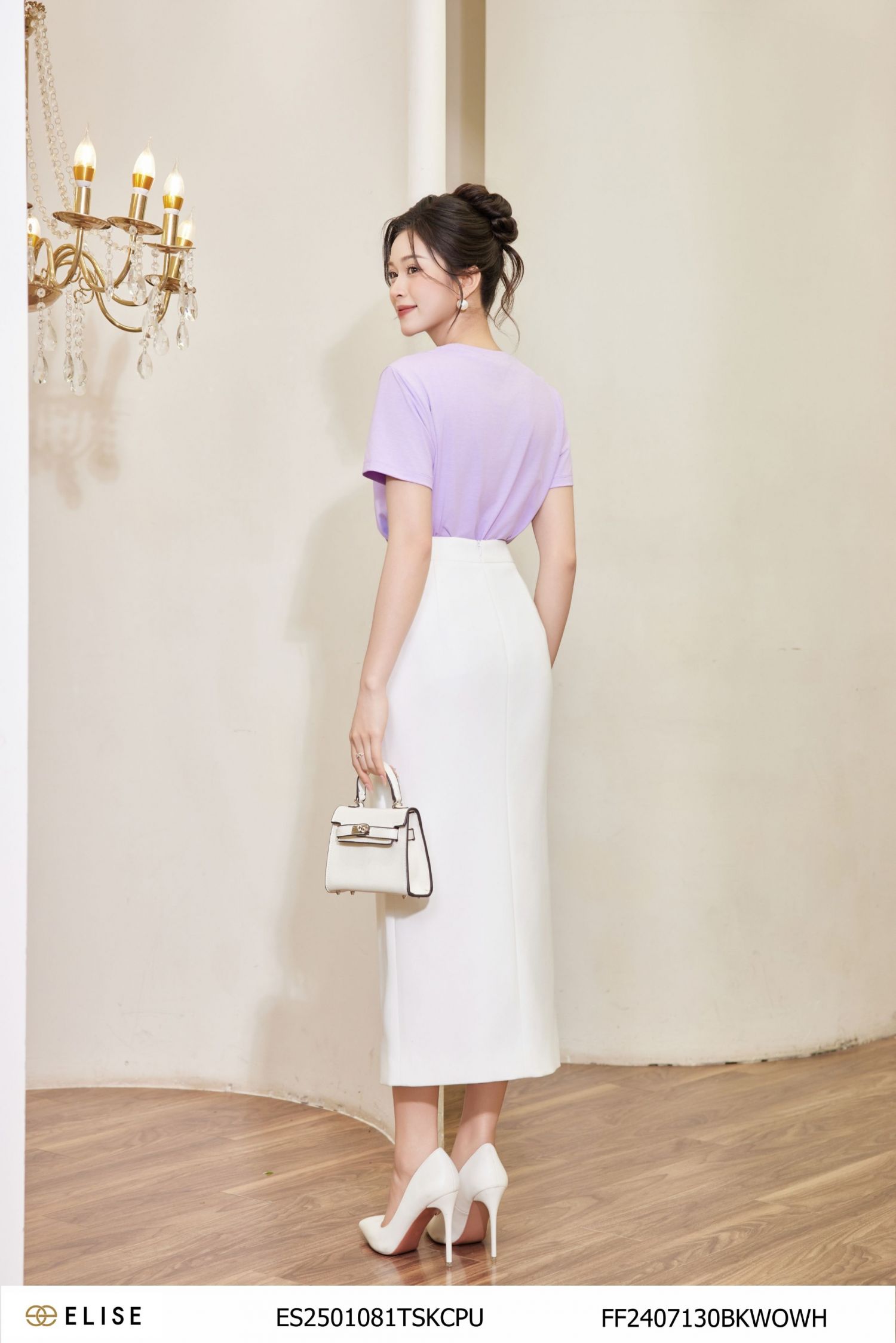 JUPE TRẮNG XẺ TRƯỚC ĐÍNH NƠ CẠP