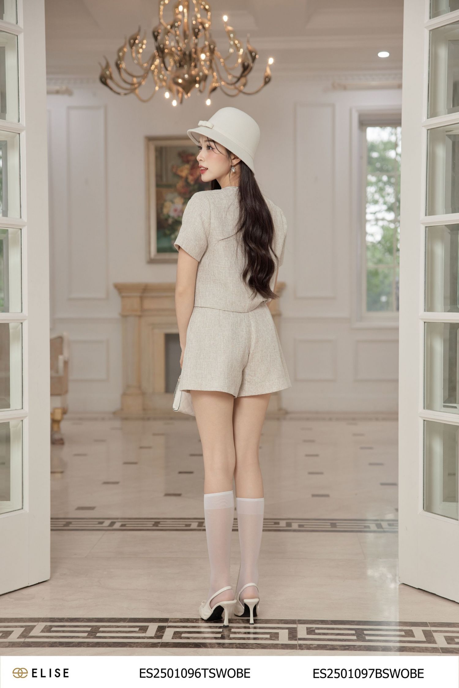 ÁO SỢI BE PHA NÂU CỔ TRÒN TÚI ỐP