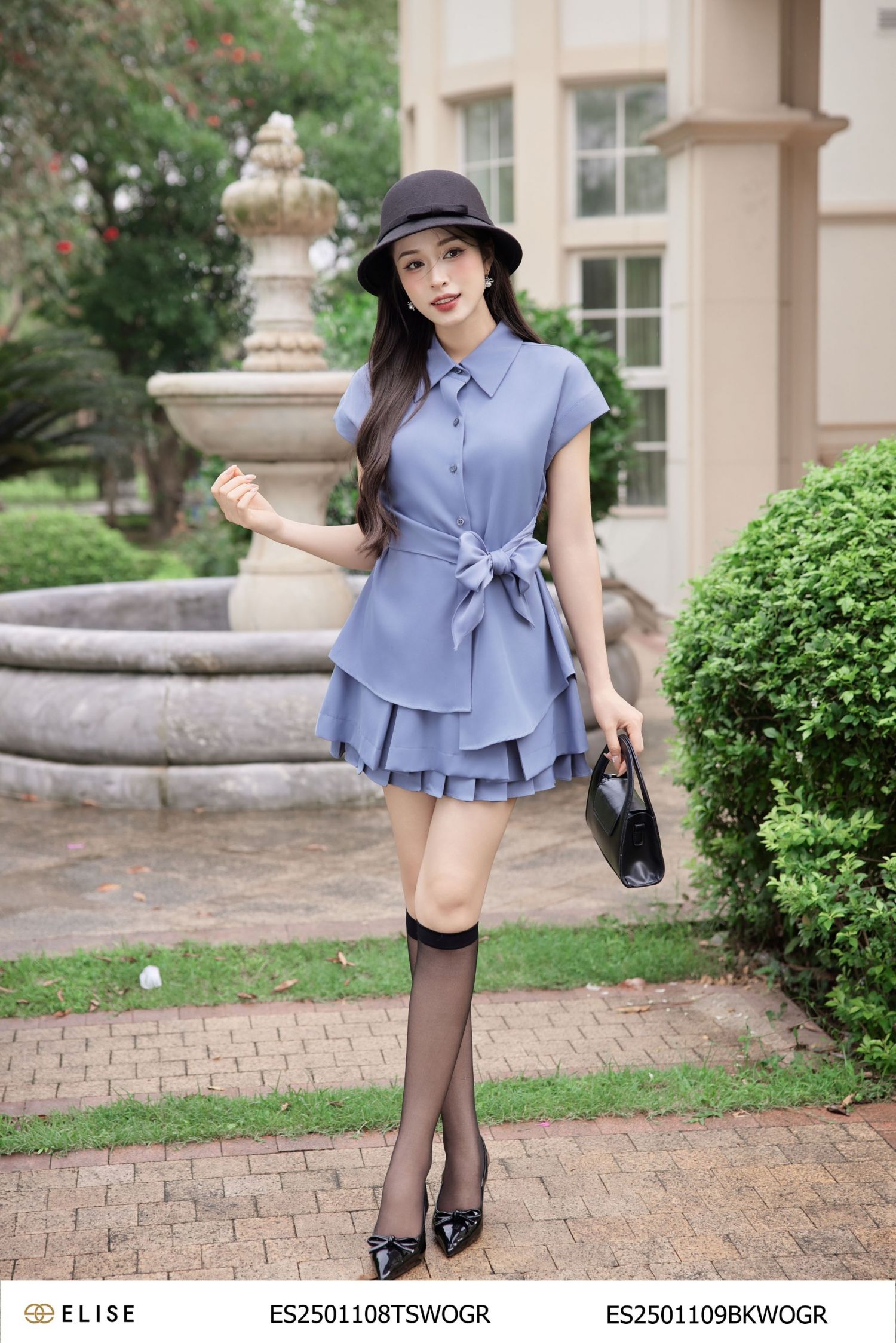 JUPE GHI XANH XẾP LY
