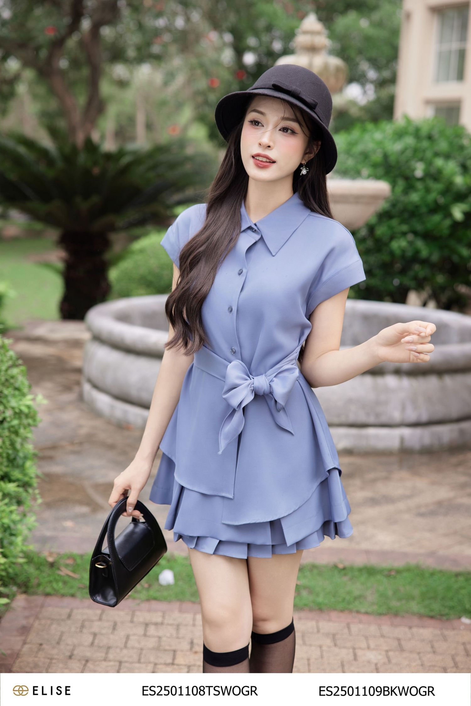 JUPE GHI XANH XẾP LY