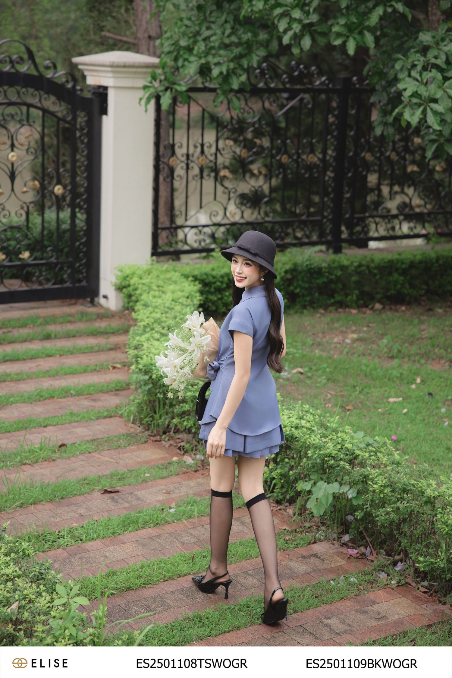 JUPE GHI XANH XẾP LY