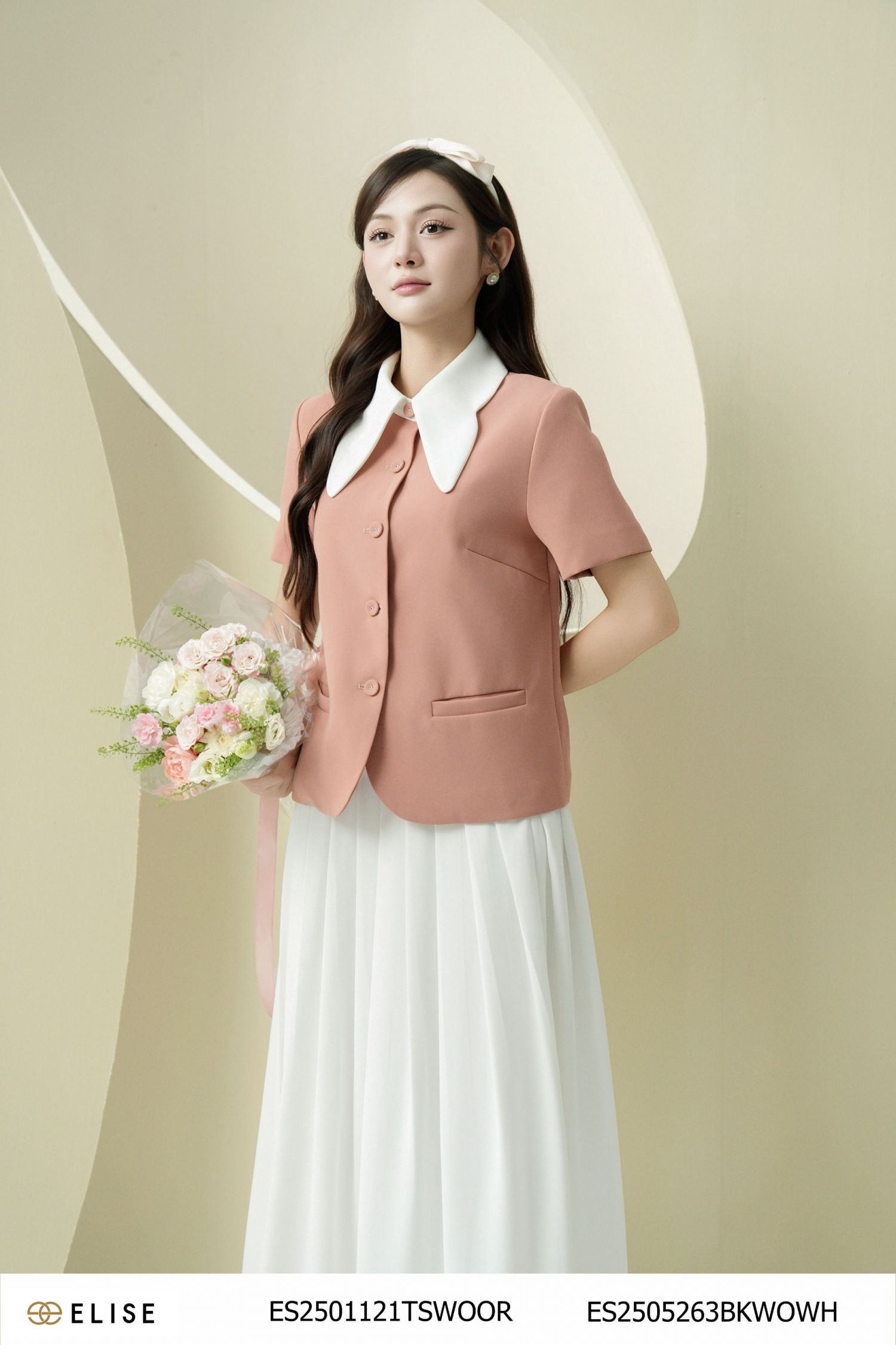 ÁO CAM ĐẤT PHỐI CỔ TRẮNG