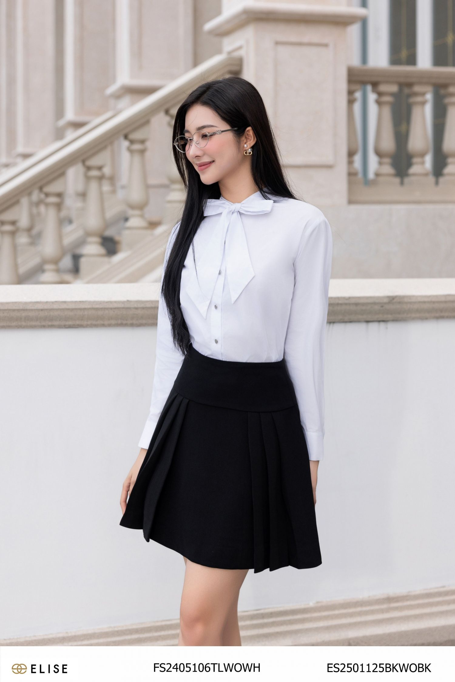 SM THÔ TRẮNG DÂY NƠ CỔ ĐÍNH MÁC