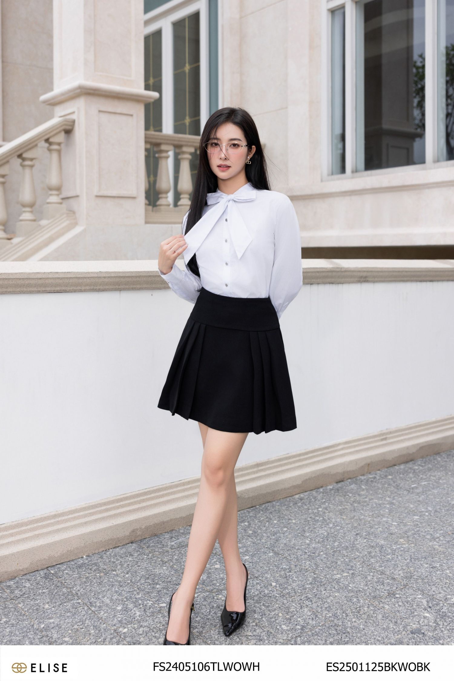 SM THÔ TRẮNG DÂY NƠ CỔ ĐÍNH MÁC