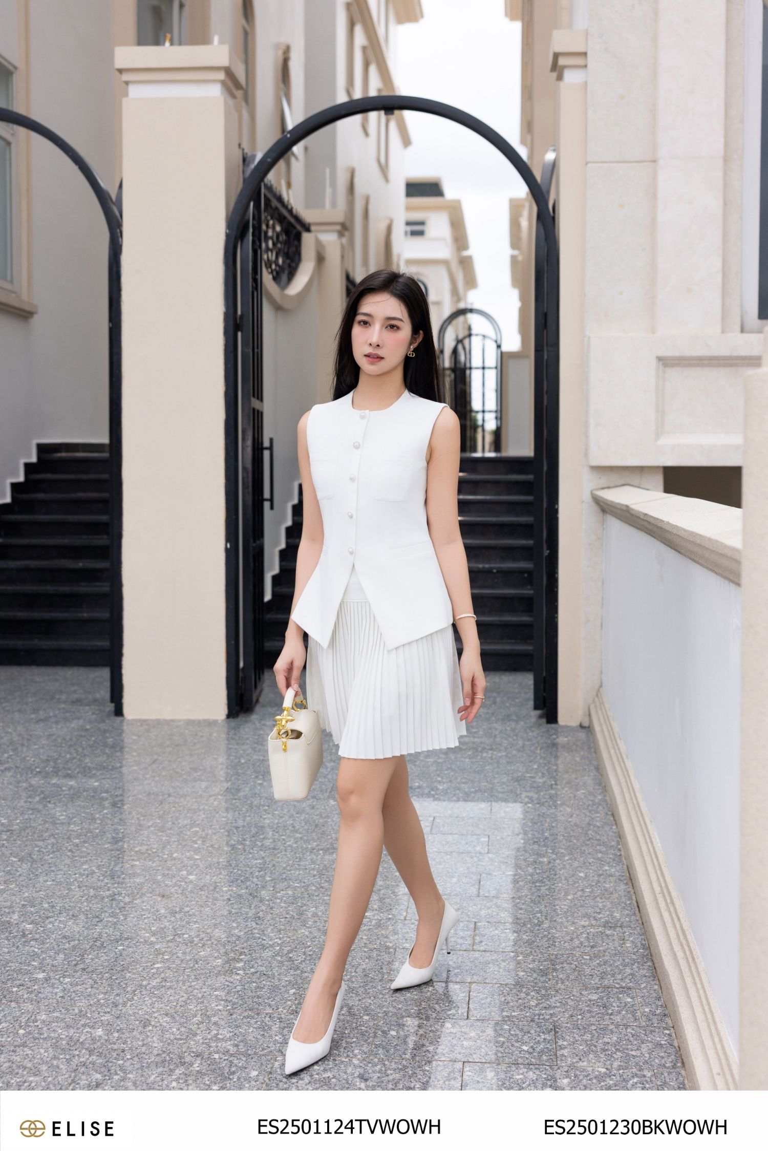 JUPE TRẮNG DẬP LY