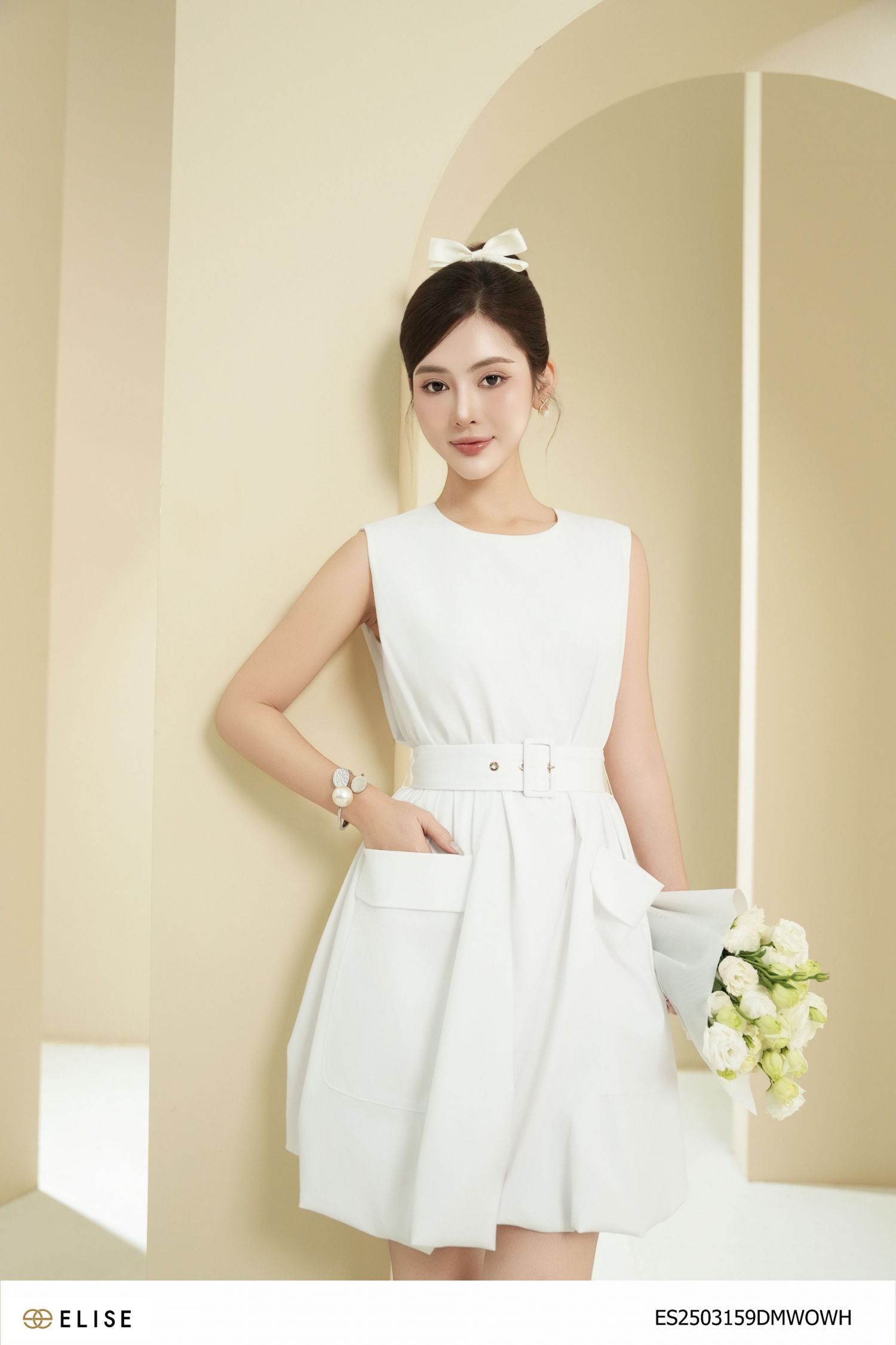 ĐẦM THÔ TRẮNG TÚI ỐP BOM GẤU
