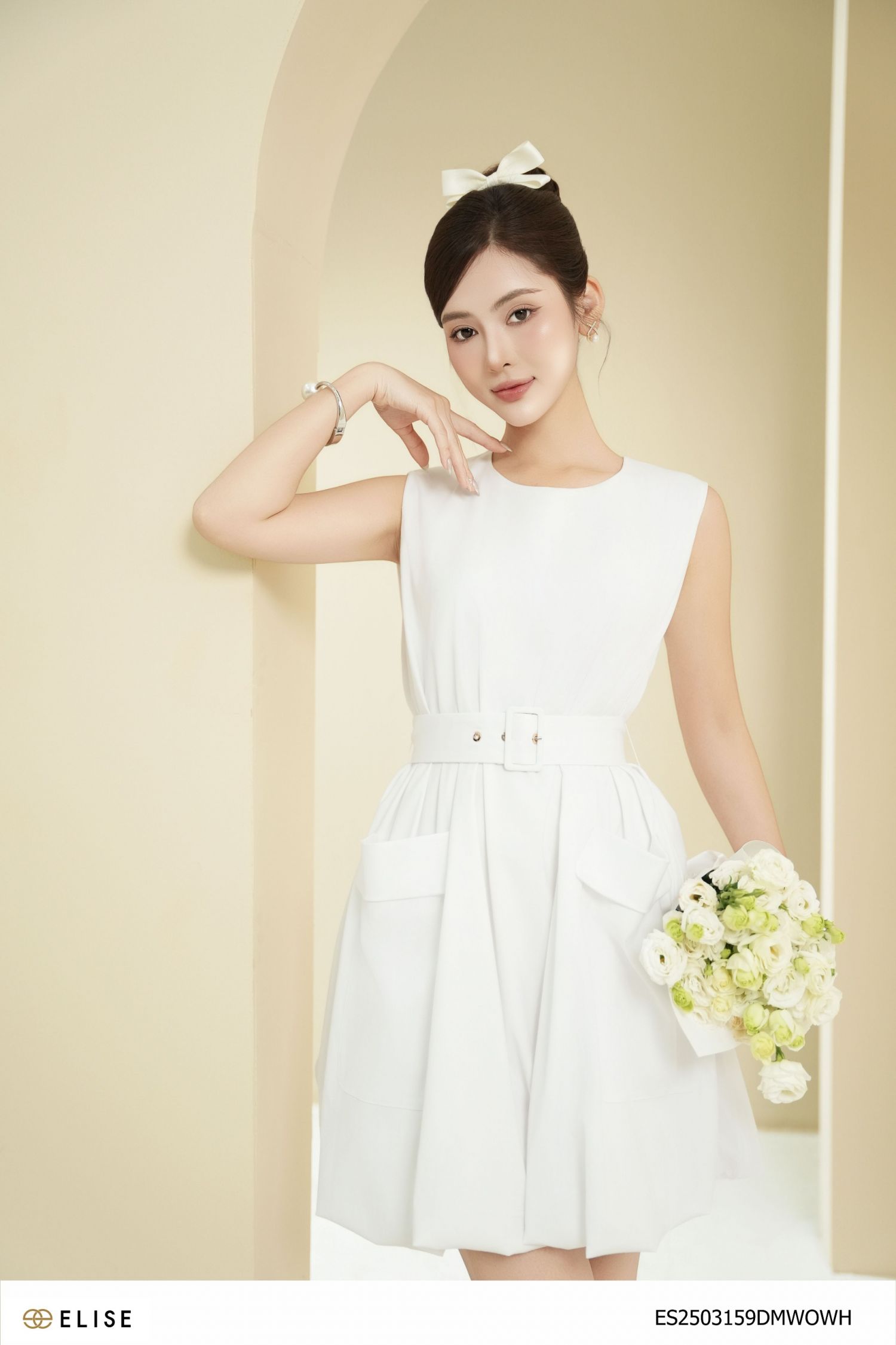 ĐẦM THÔ TRẮNG TÚI ỐP BOM GẤU