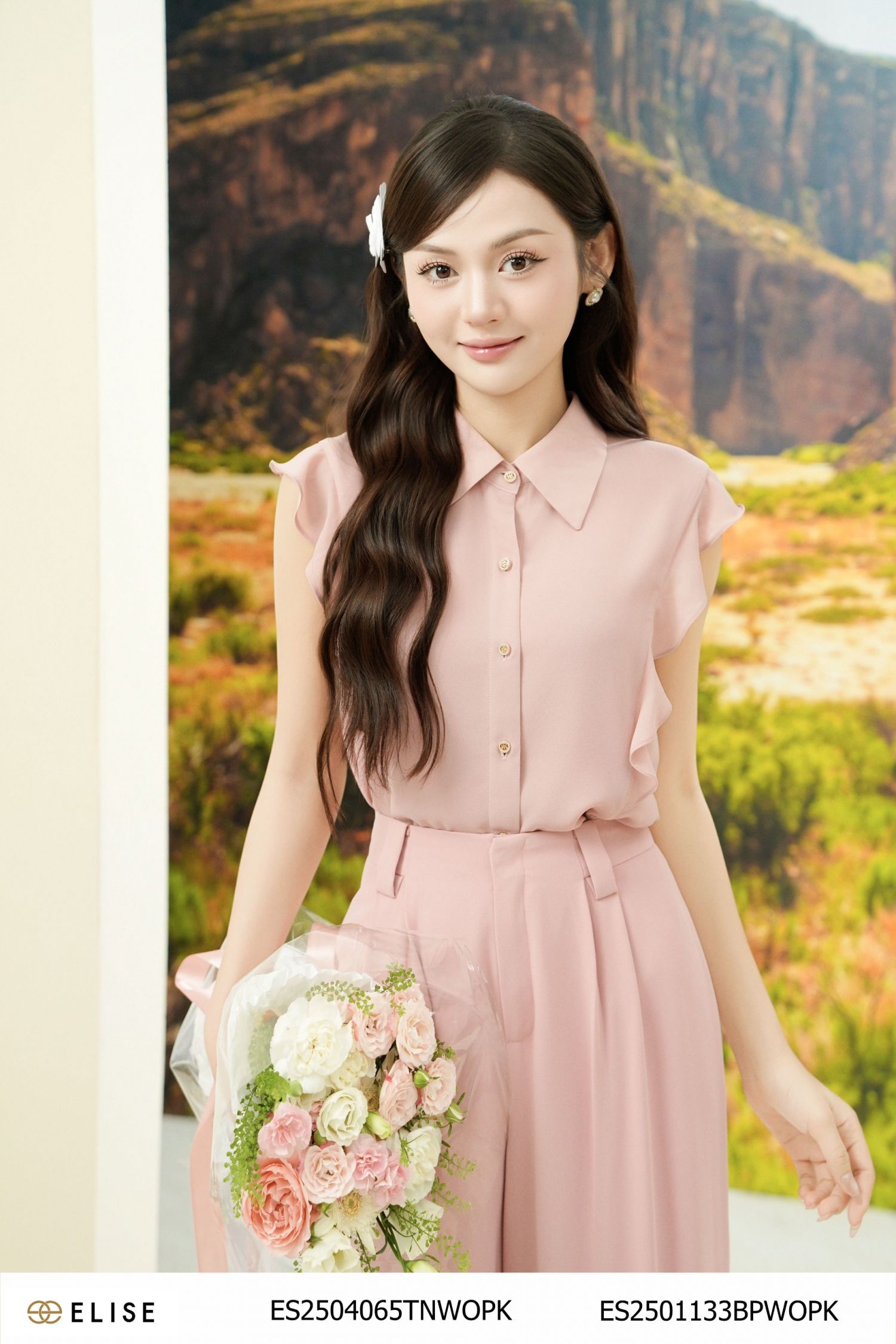 QUẦN SUÔNG HỒNG CẠP LIỀN XẾP LY