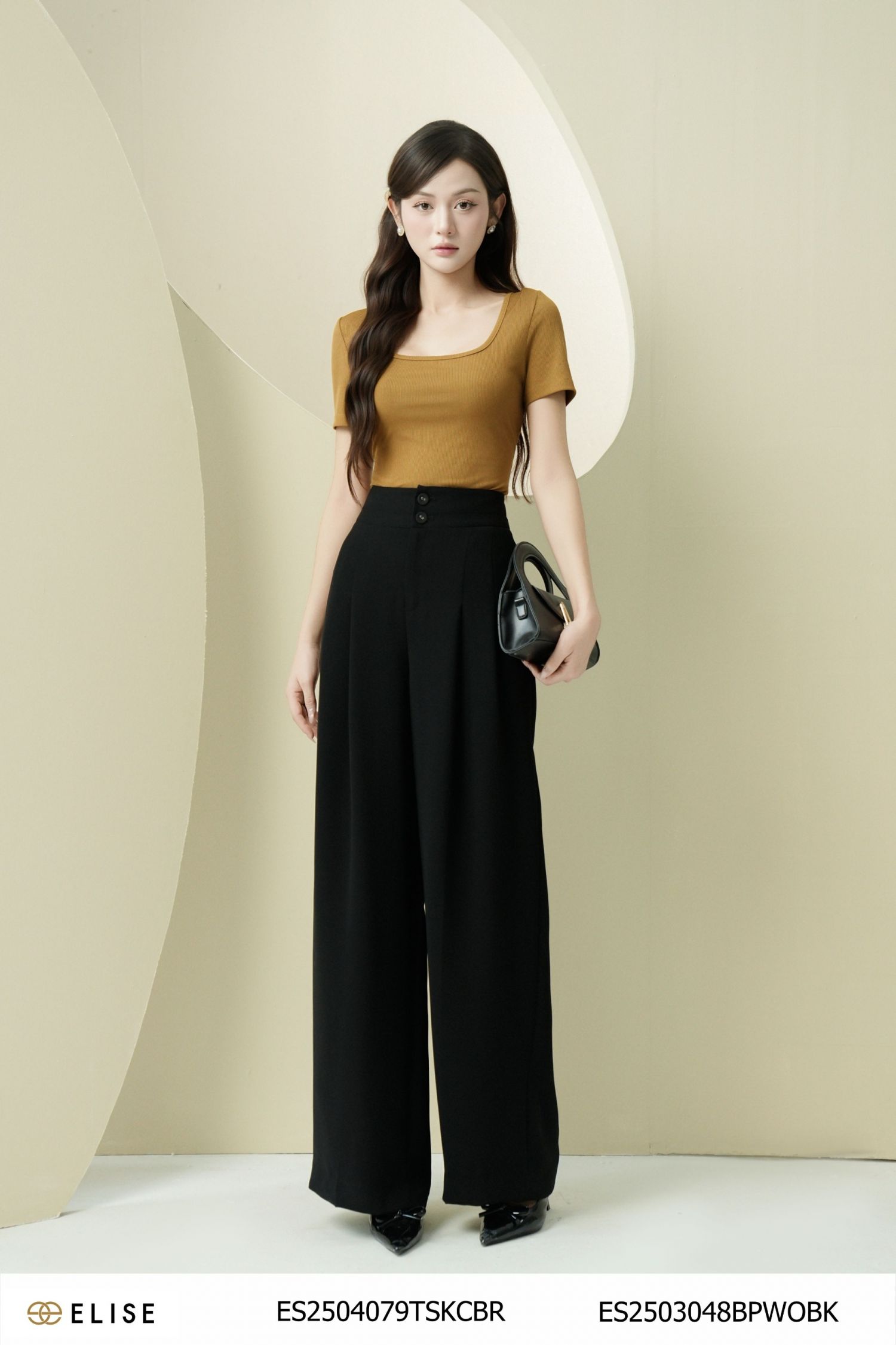 QUẦN SUÔNG ĐEN XẾP LY CAN CẠP
