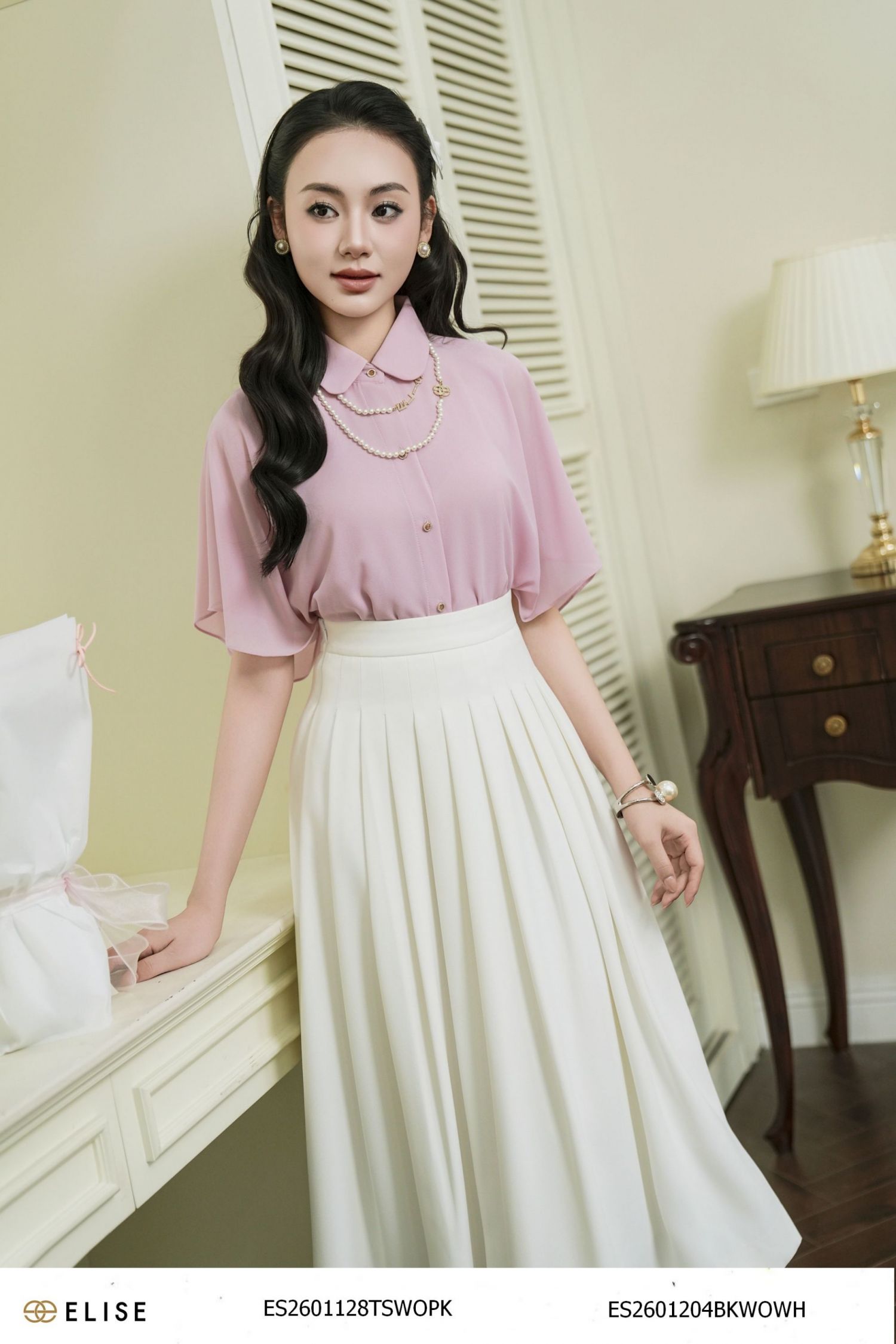 ÁO CHIFFON HỒNG TAY XÒE