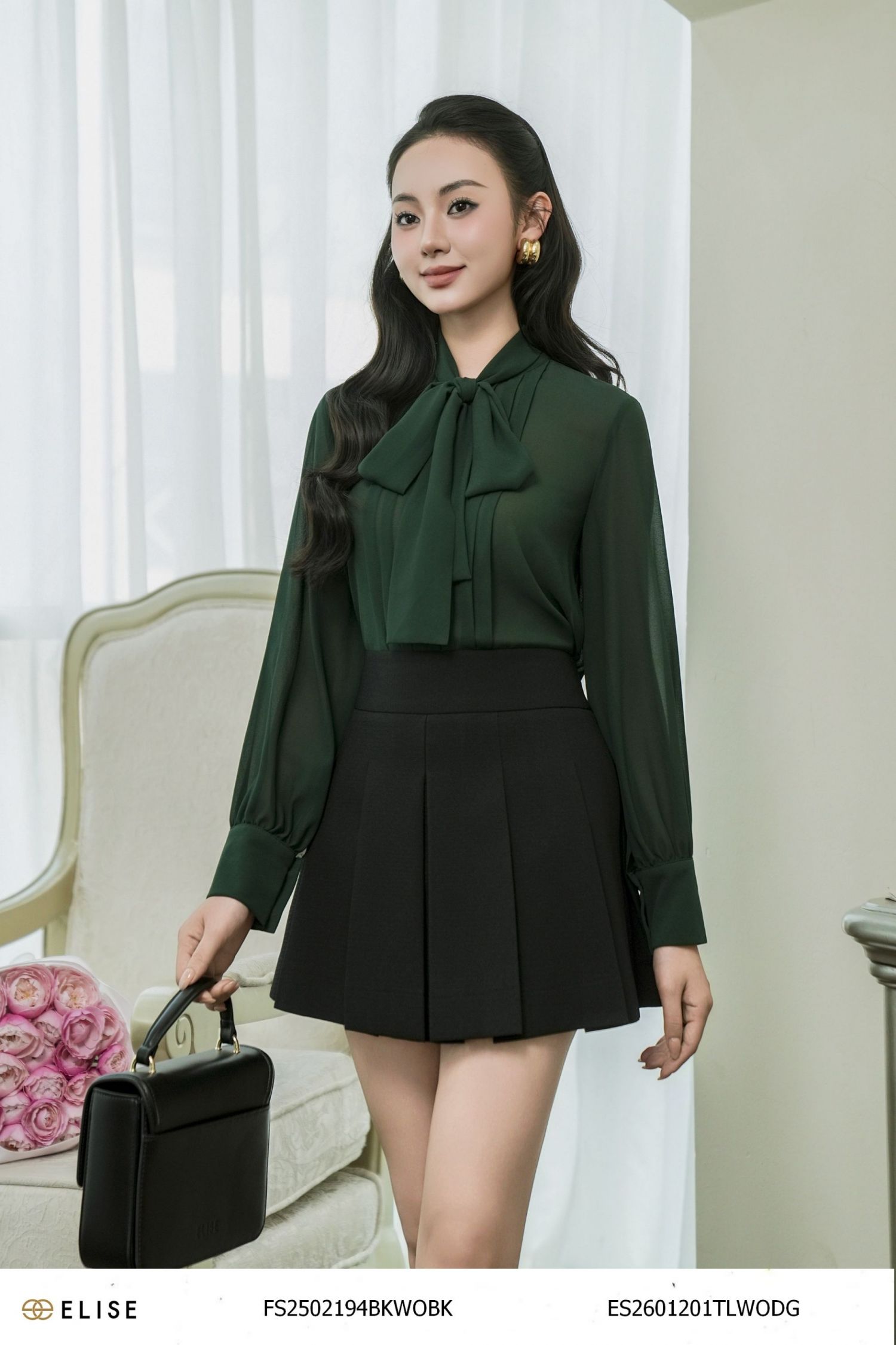 JUPE NGẮN VÂN ĐEN DẬP LY