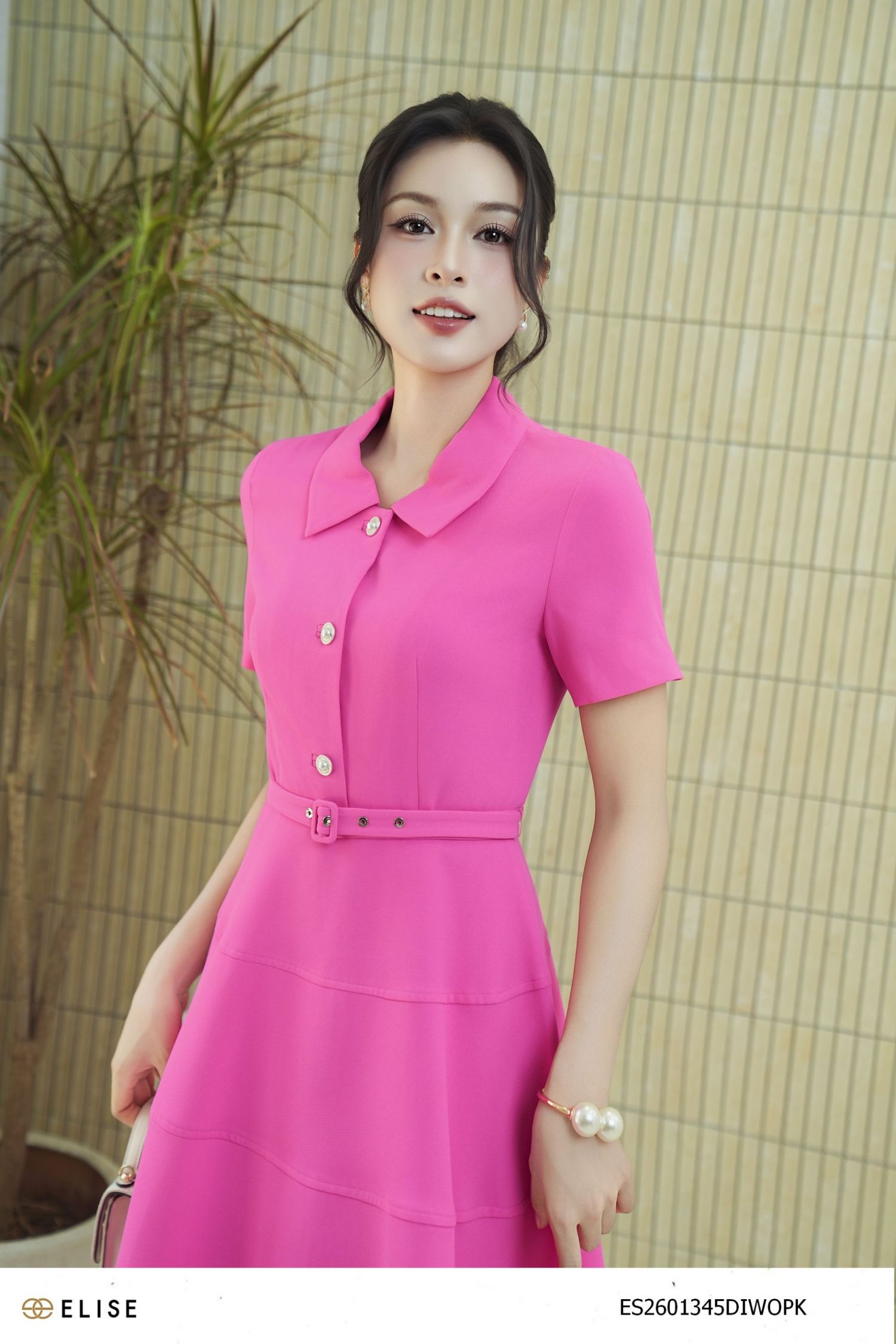 ĐẦM TUYTSY HỒNG ĐAI EO