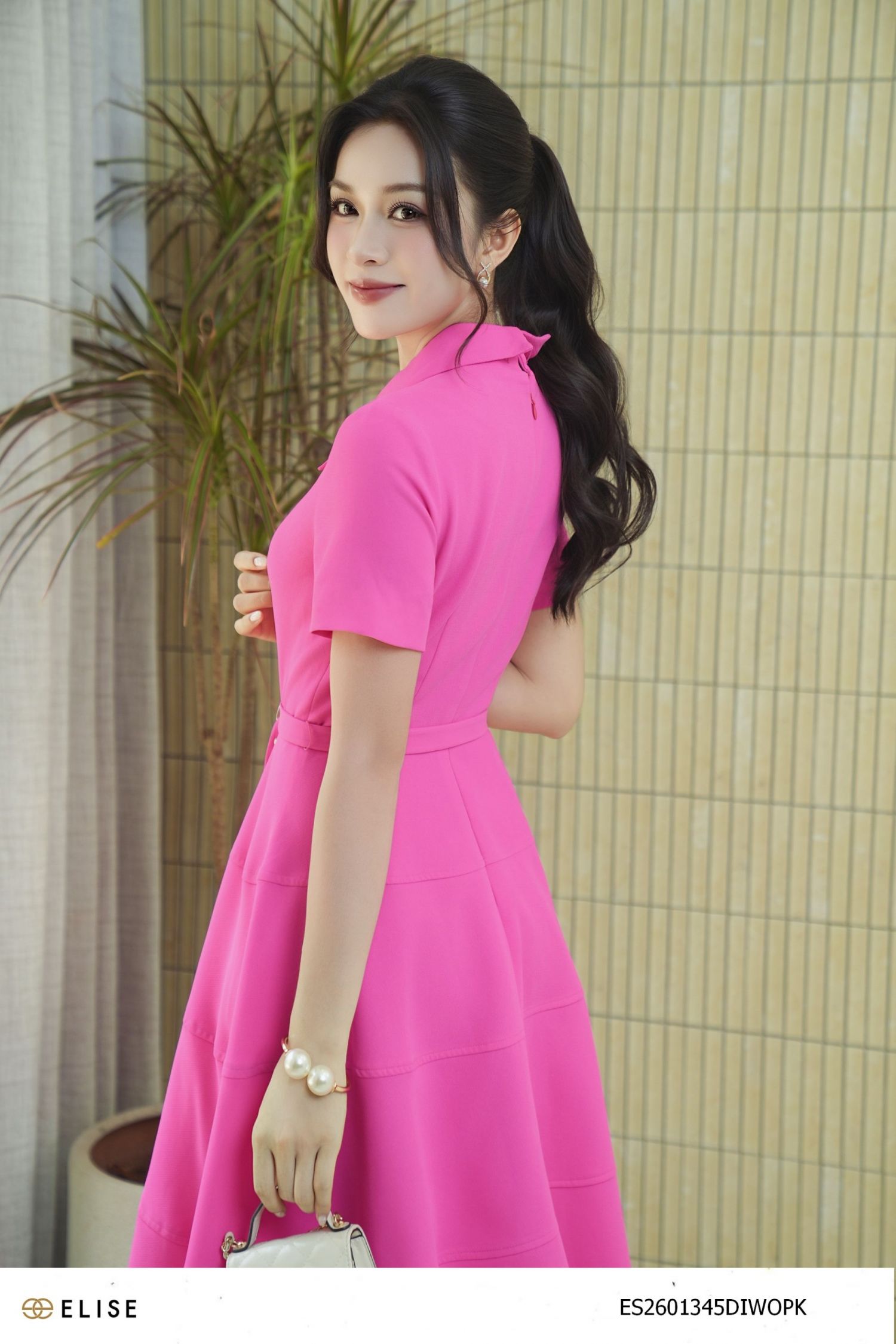 ĐẦM TUYTSY HỒNG ĐAI EO