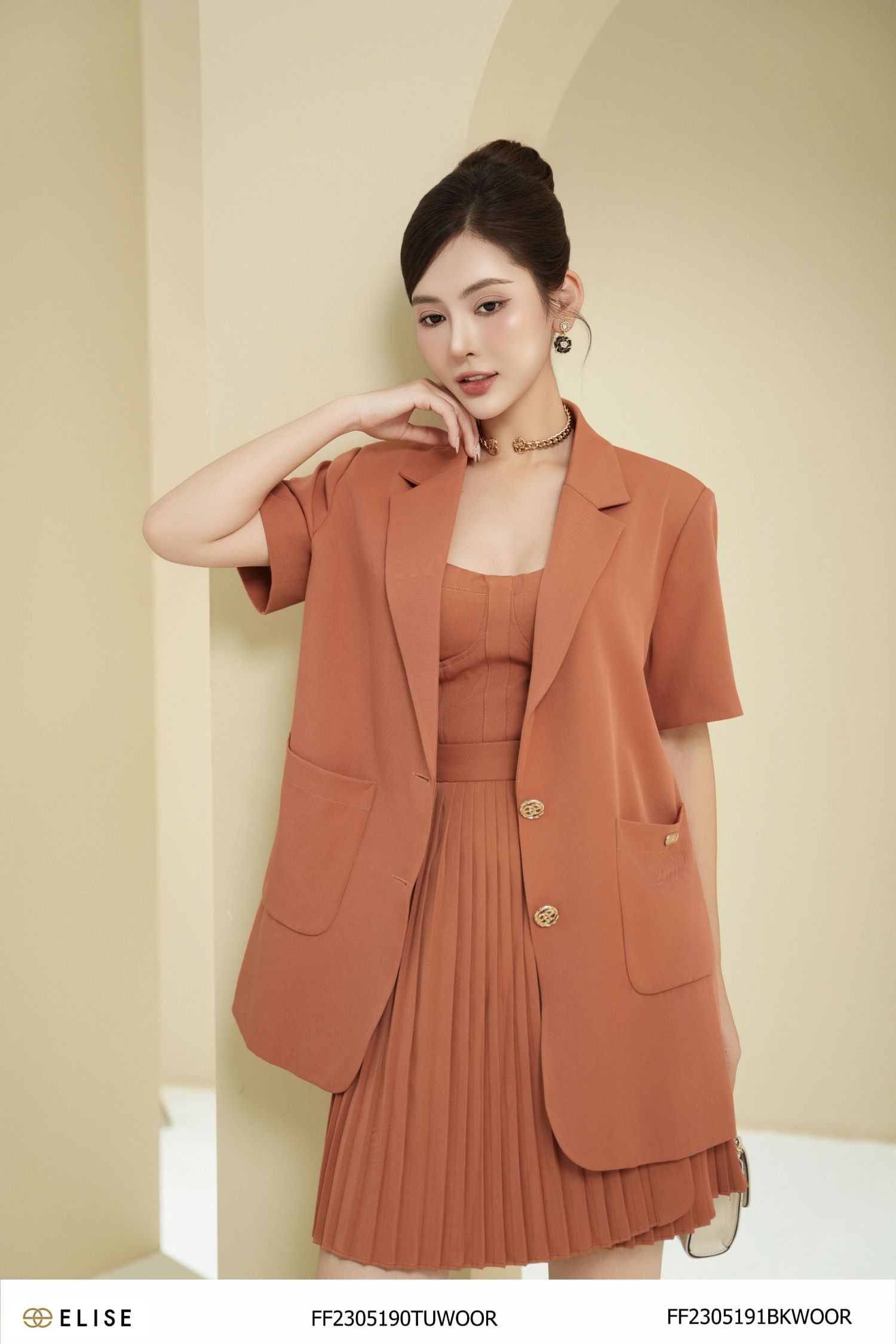 JUPE CAM ĐẤT DẬP LY CÚC NẸP