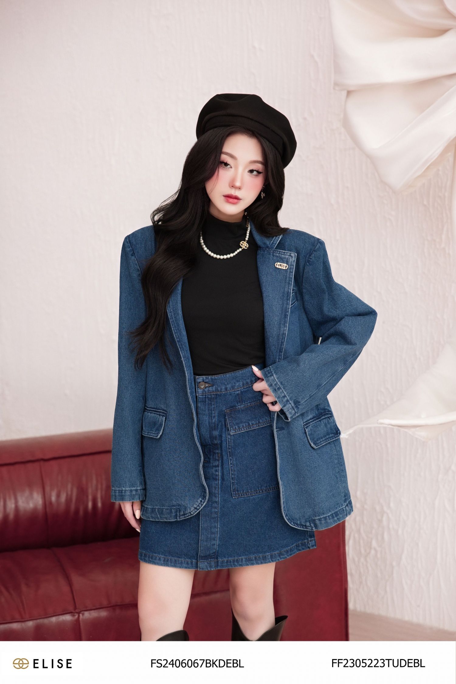 VEST JEANS XANH VE ĐÍNH LOGO