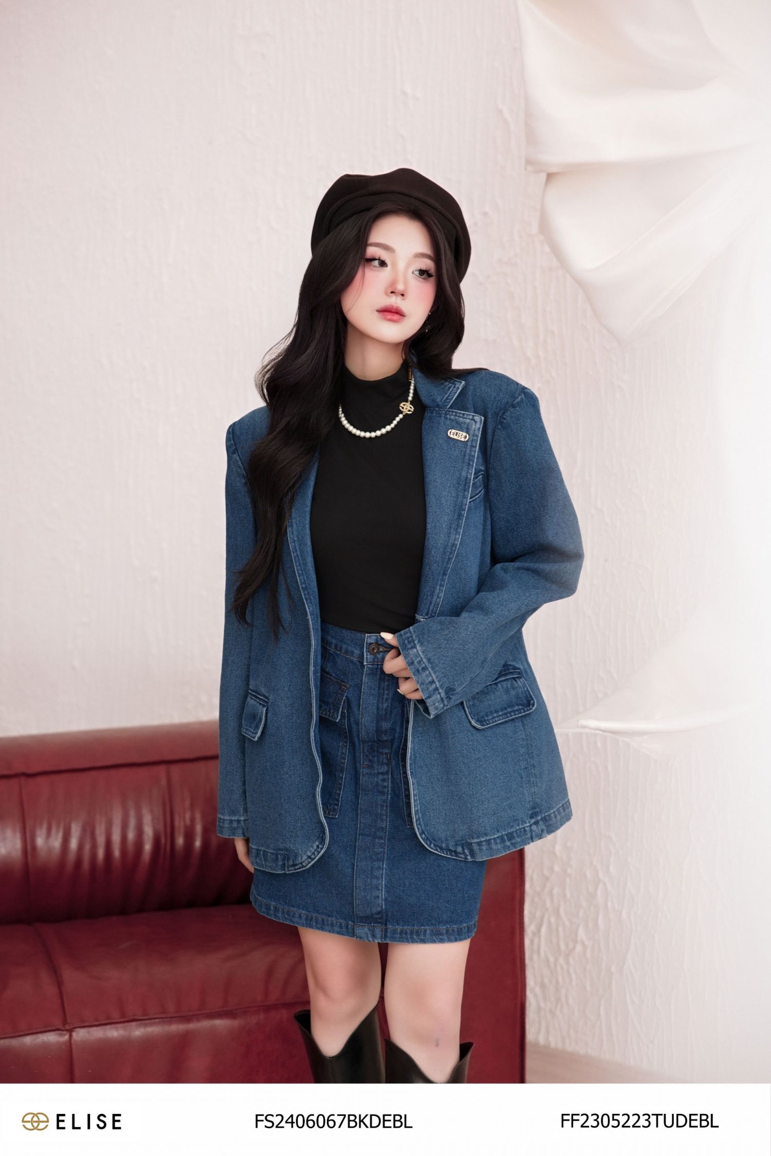 VEST JEANS XANH VE ĐÍNH LOGO