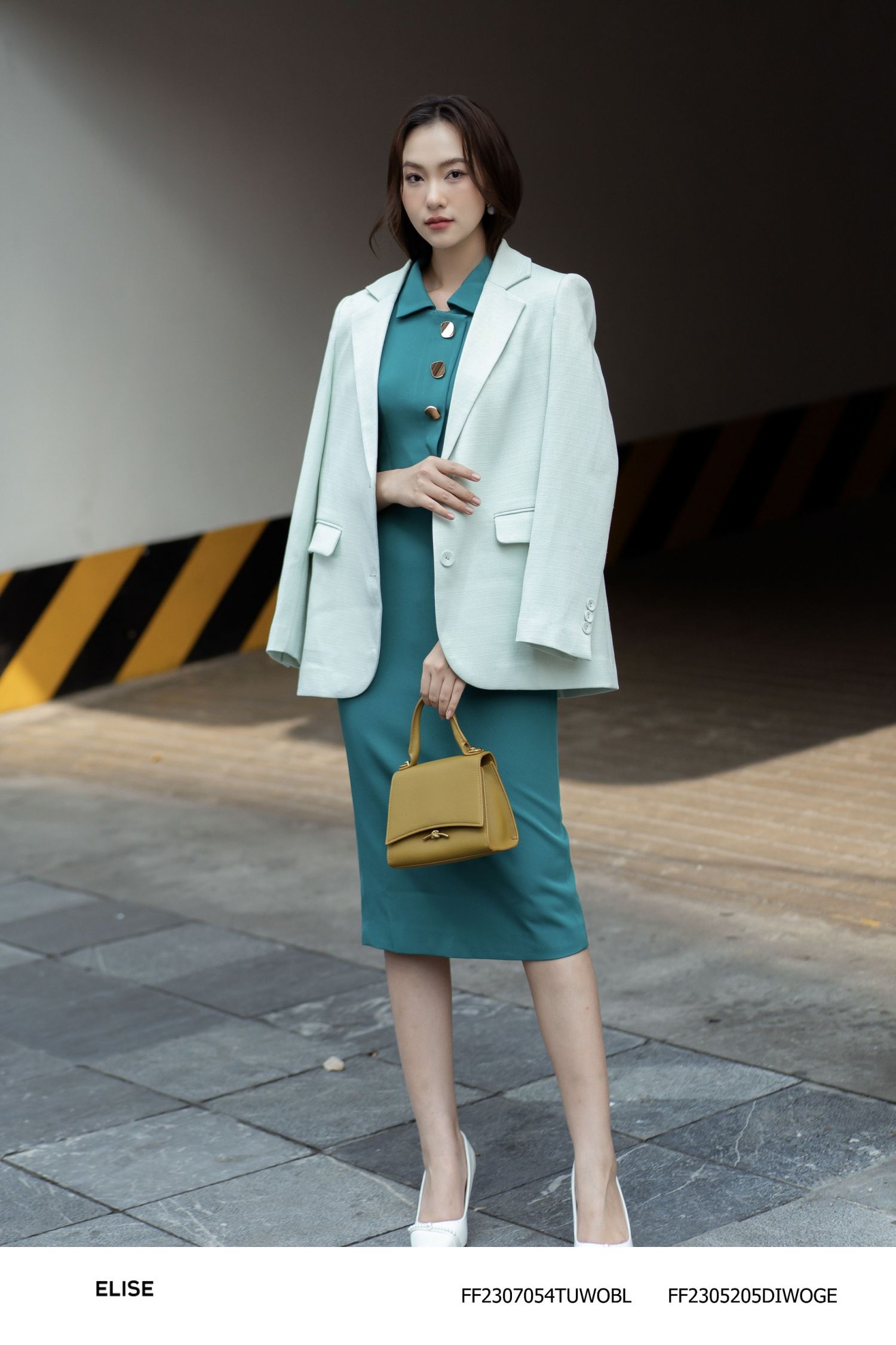 VEST TWEED XANH BẠC HÀ XẺ SAU