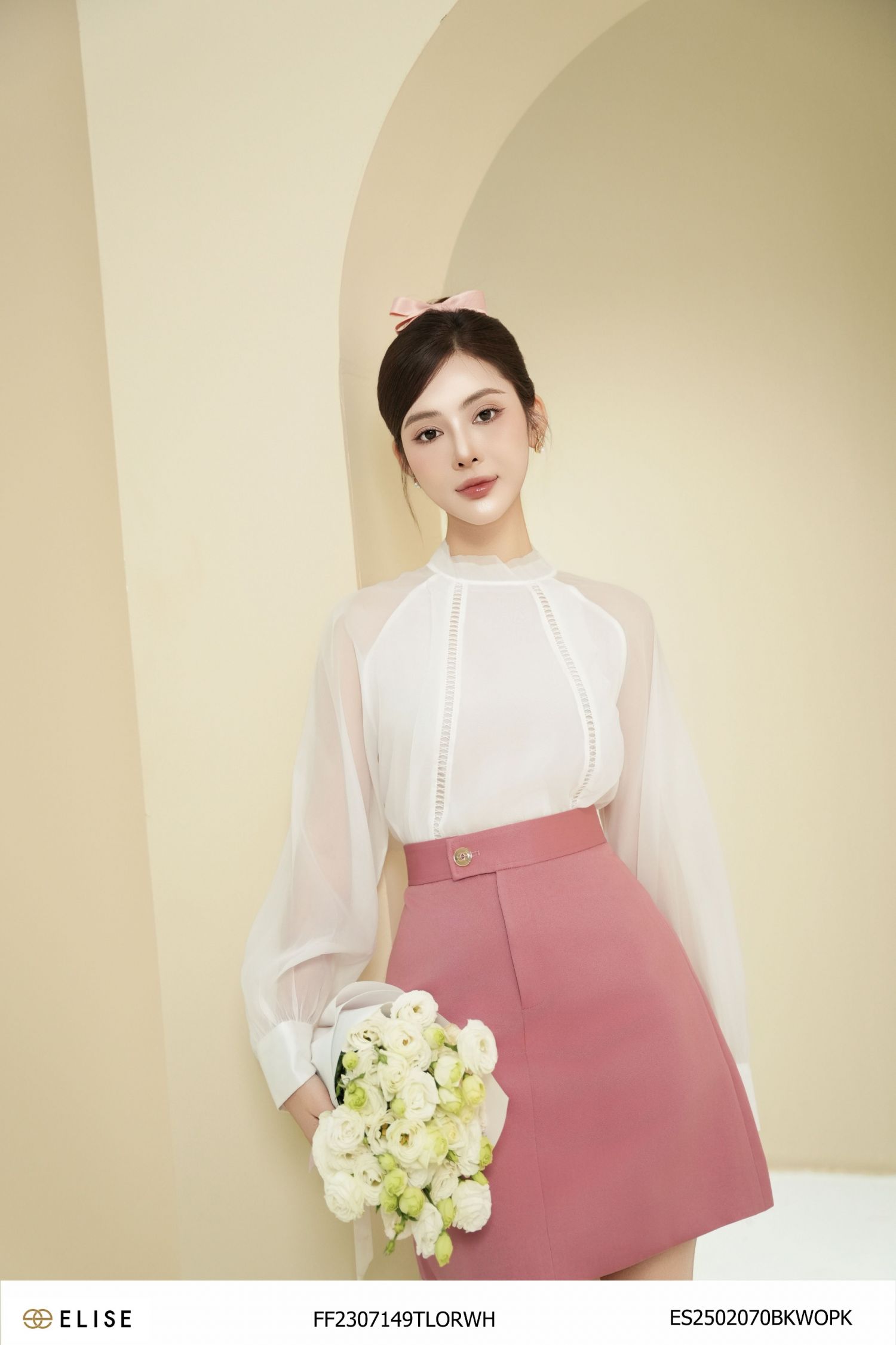 JUPE TAFTA HỒNG ĐÀO DIỄU CHỈ CẠP