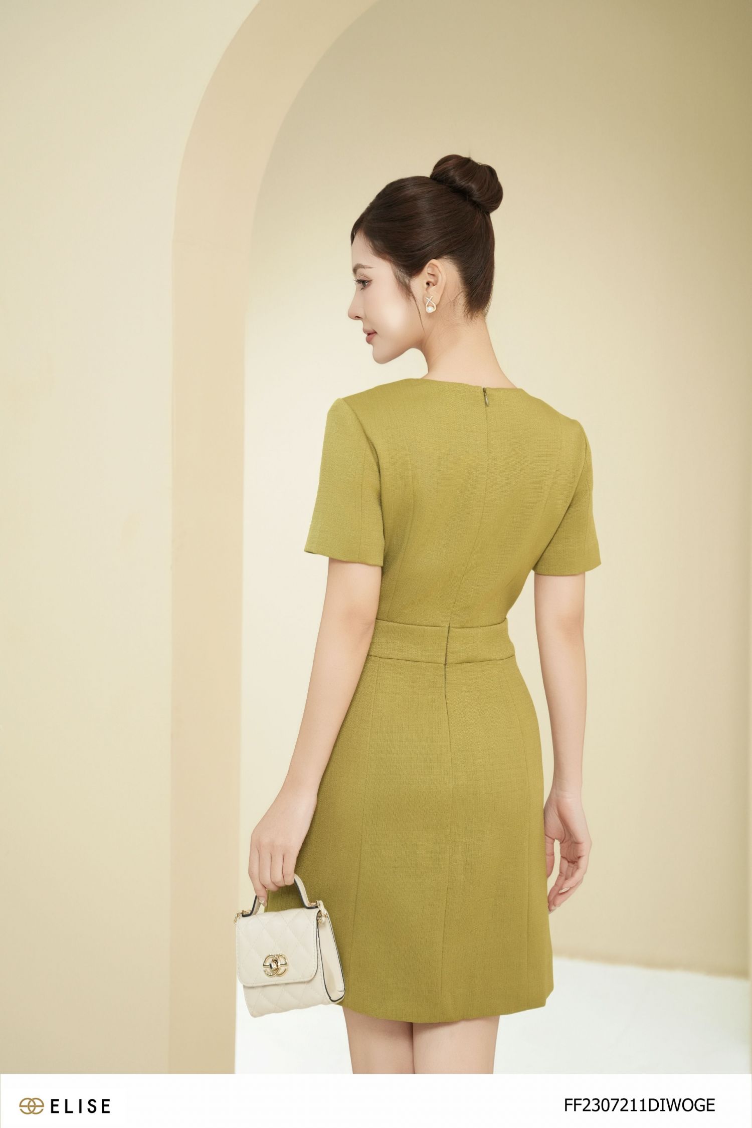ĐẦM TWEED XANH CỎ ÚA XÍCH EO