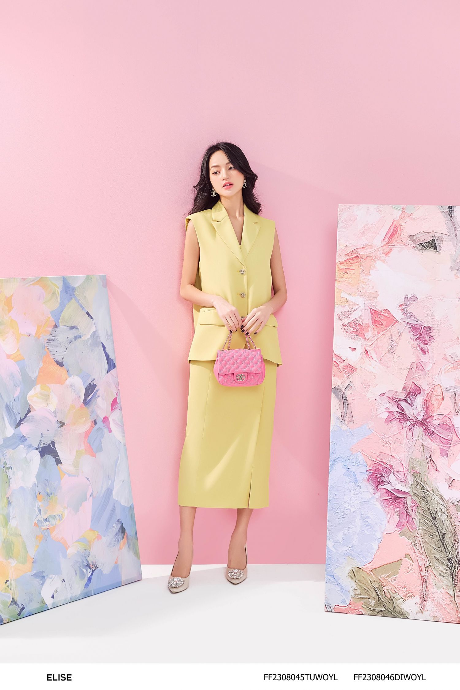 VEST VÀNG CHANH SÁT NÁCH NẮP TÚI