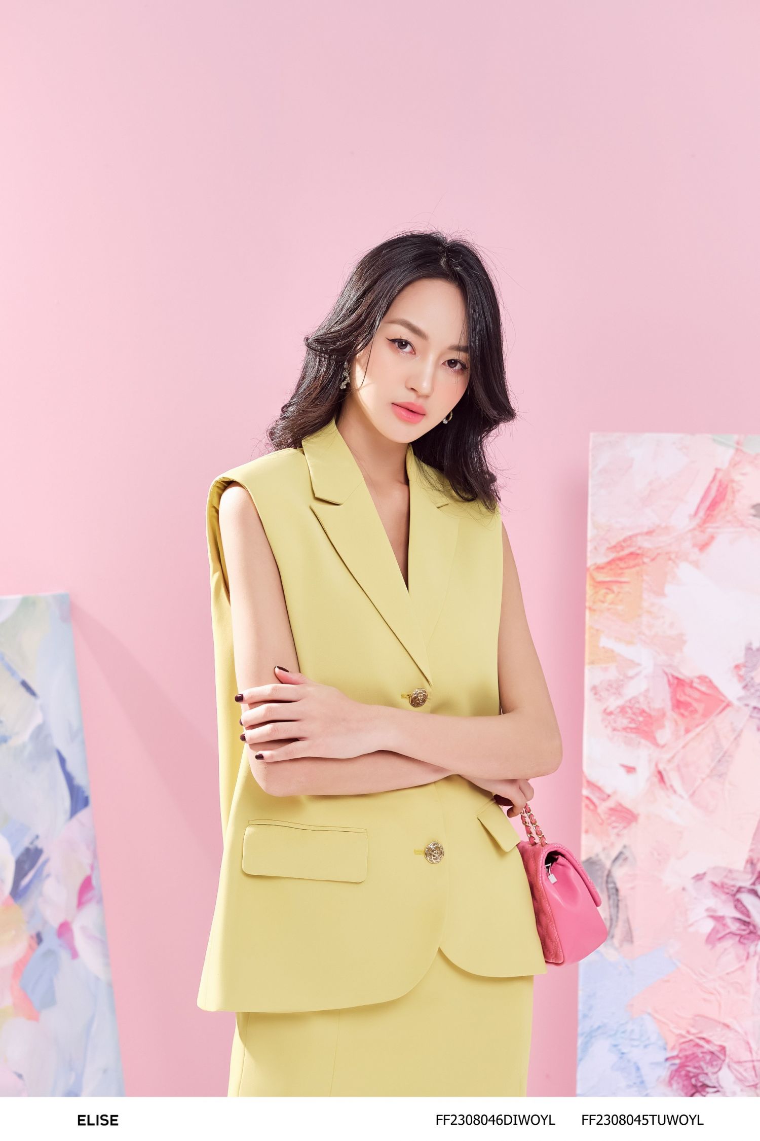 VEST VÀNG CHANH SÁT NÁCH NẮP TÚI