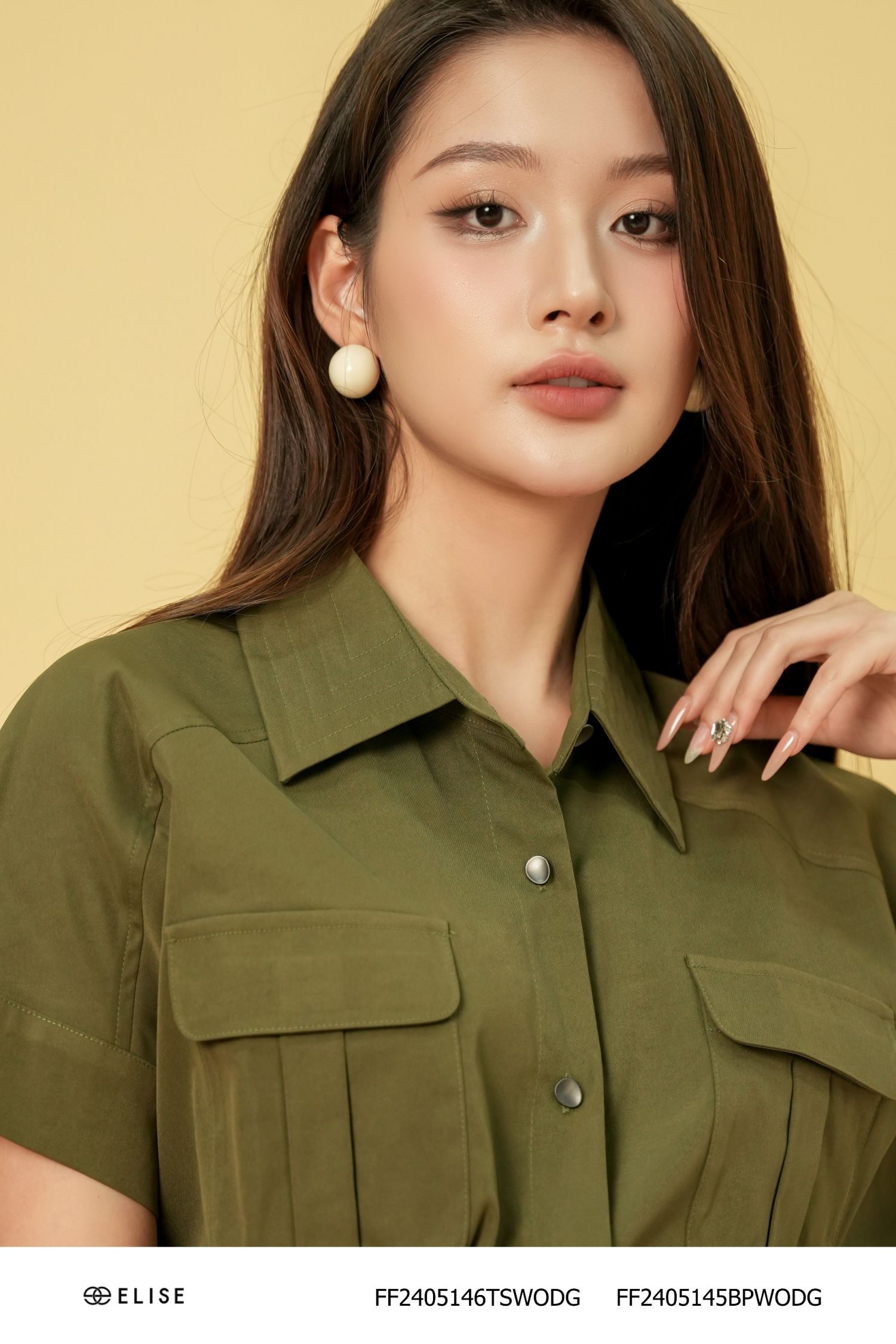 SM KAKI XANH RÊU TÚI NGỰC CHUN GẤU