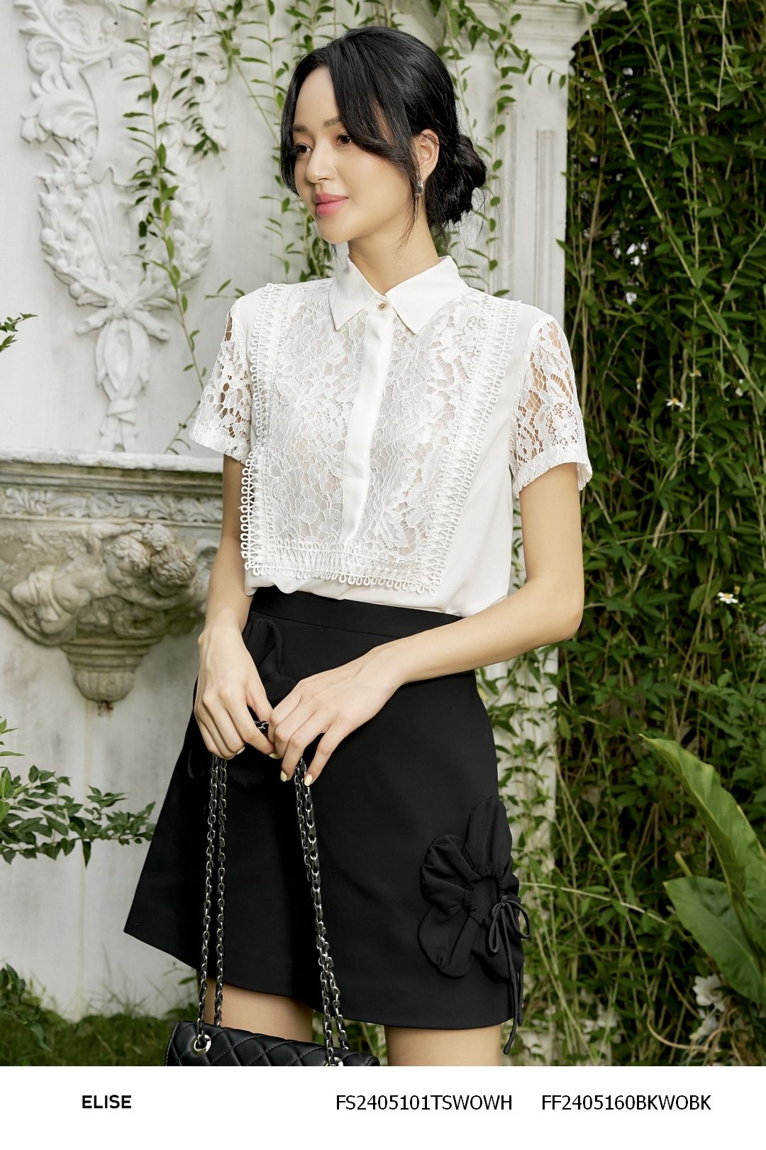JUPE ĐEN HOA RÚT NỔI