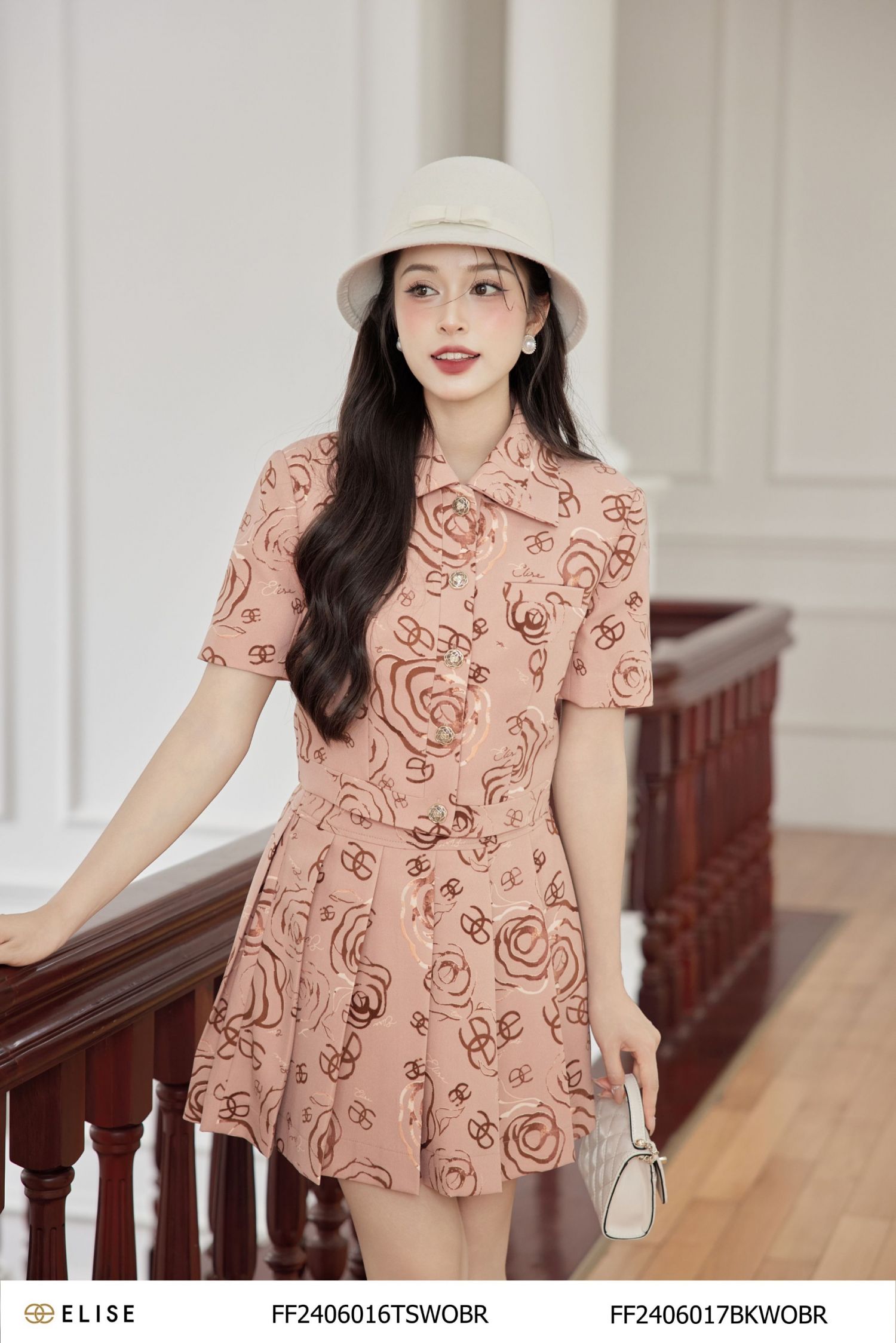 ÁO HOA LOGO NỀN NÂU CƠI TÚI NGỰC