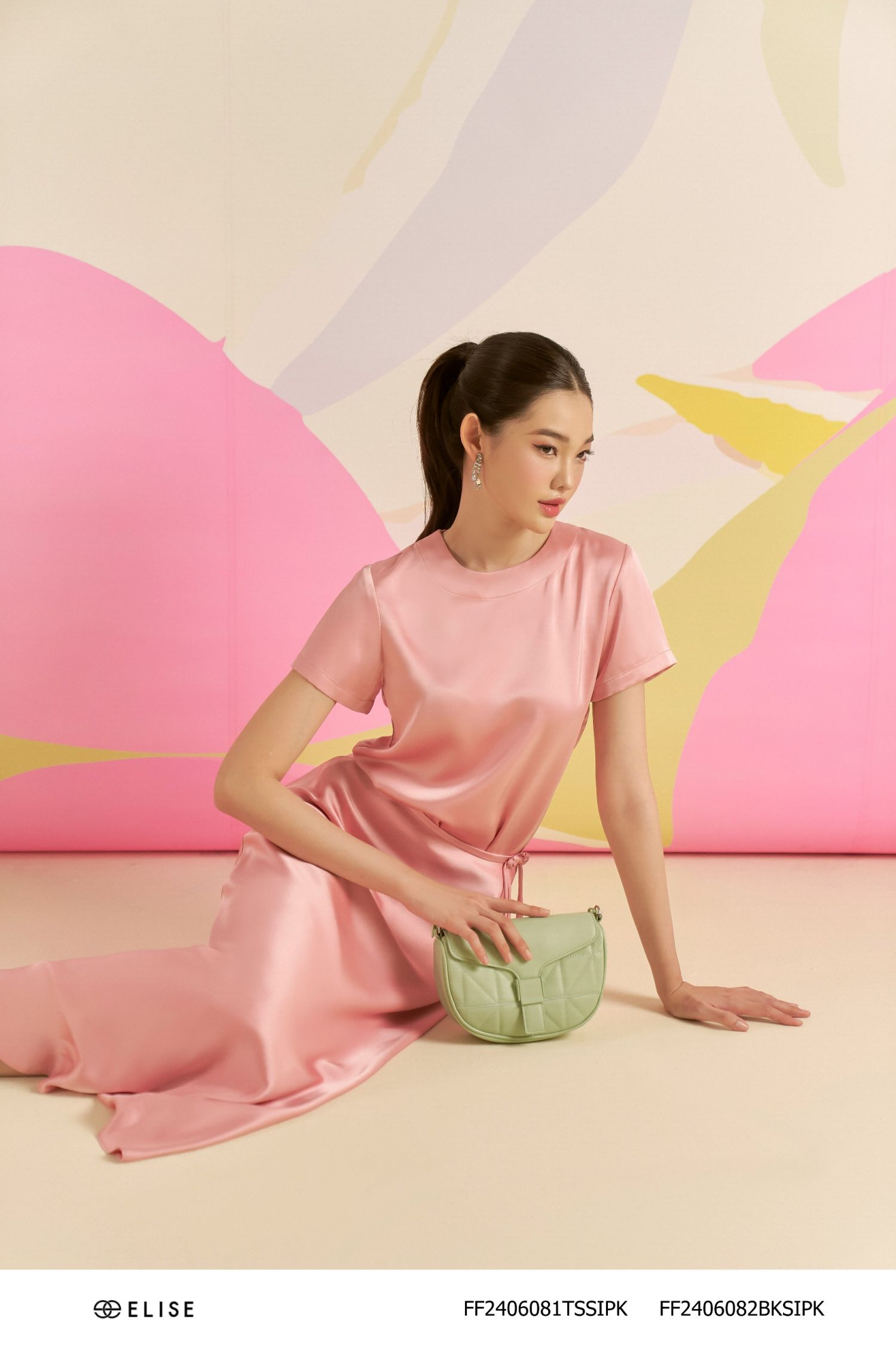 ÁO LỤA HỒNG PHẤN CỔ TRÒN