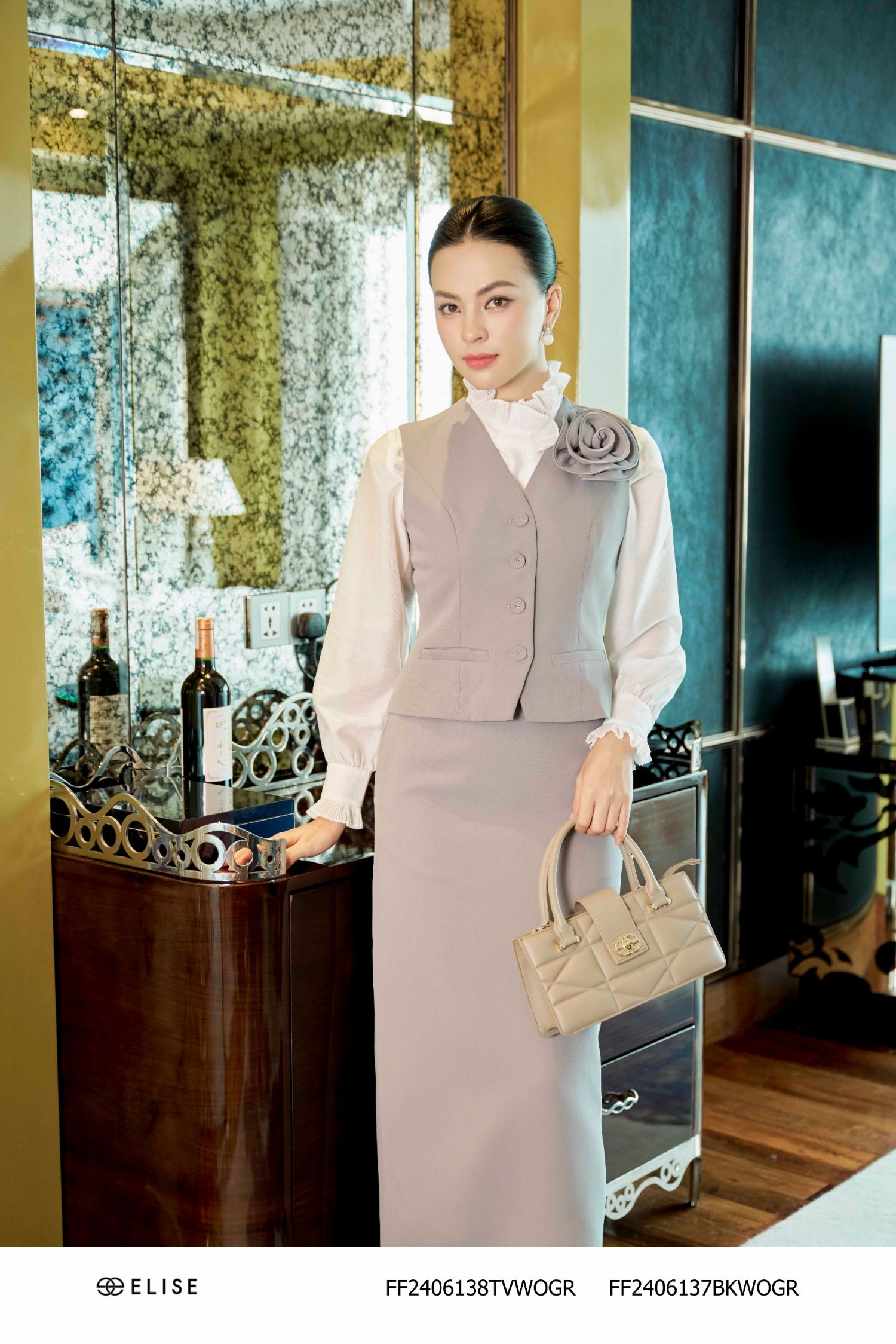 GILE GHI ĐÁ ĐÍNH HOA NGỰC