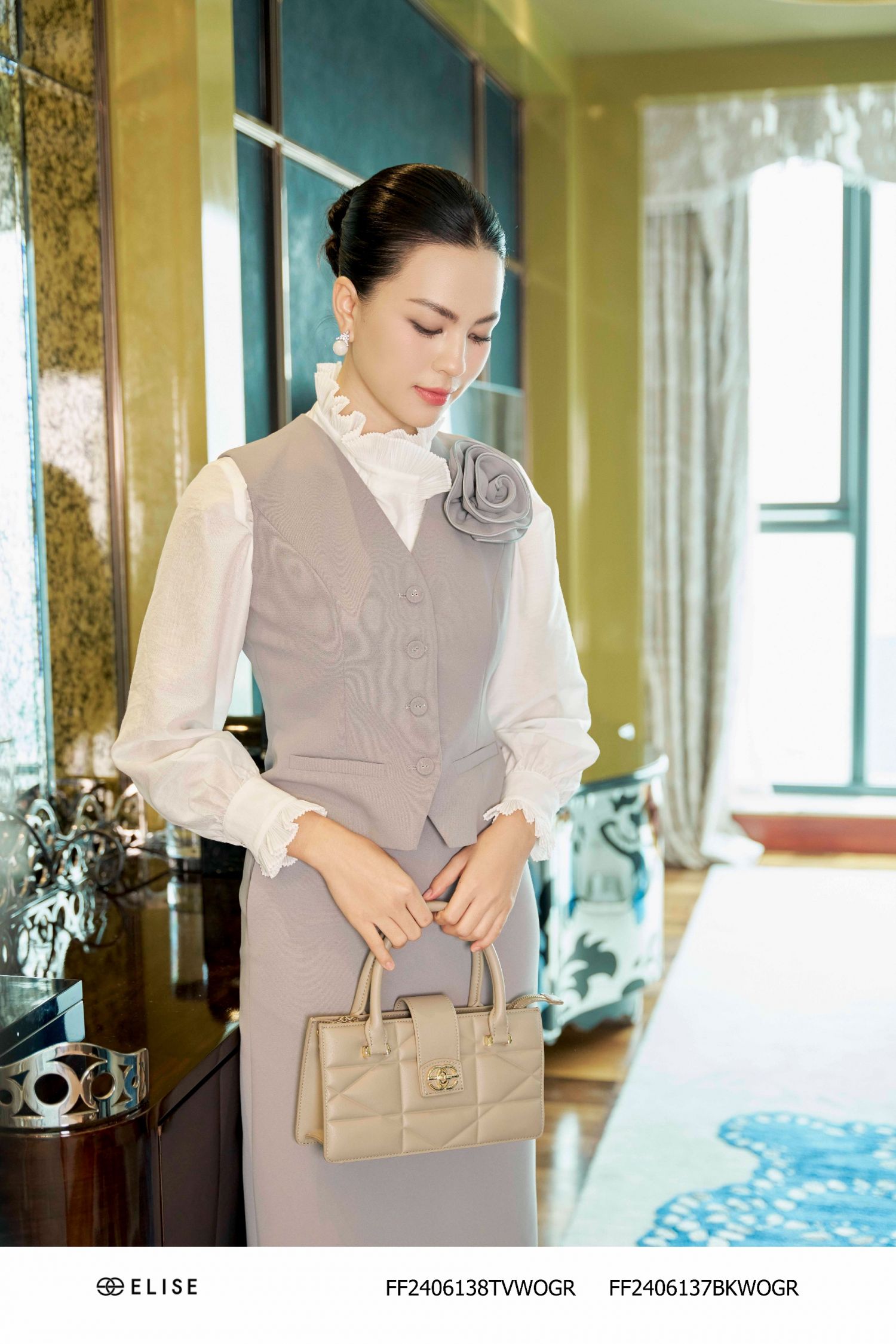 GILE GHI ĐÁ ĐÍNH HOA NGỰC