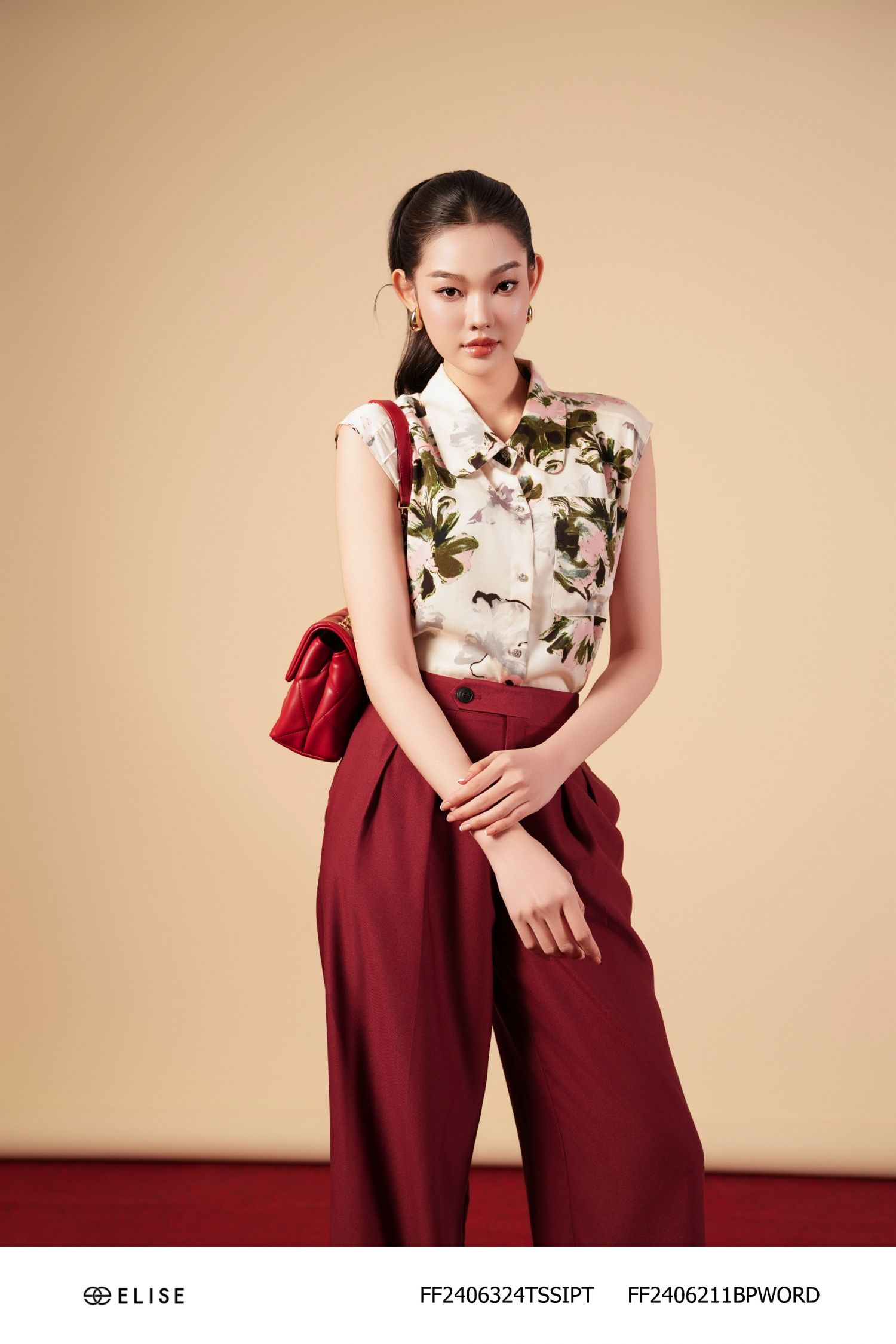 QUẦN SUÔNG ĐỎ ĐẬM XẾP LY