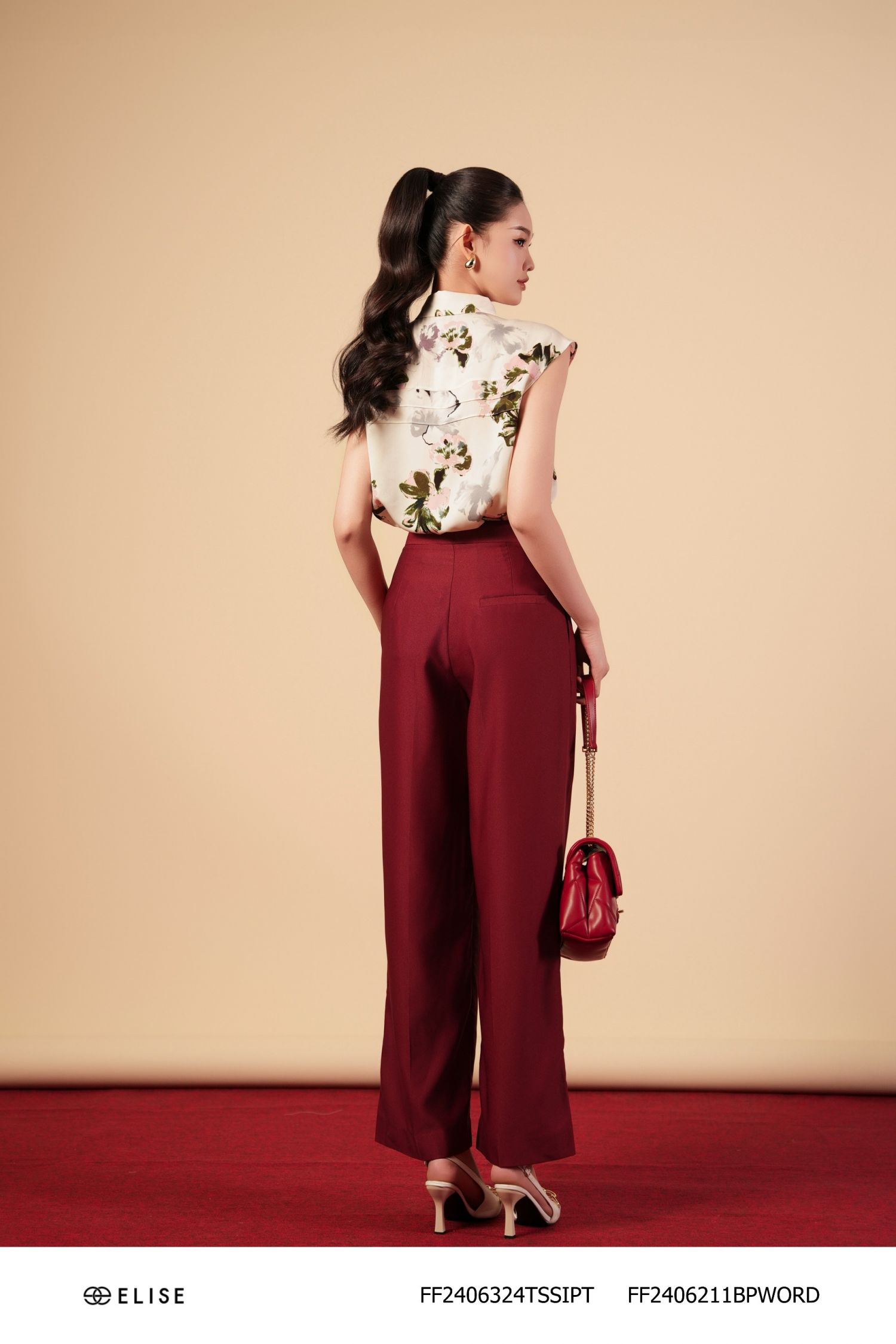 QUẦN SUÔNG ĐỎ ĐẬM XẾP LY