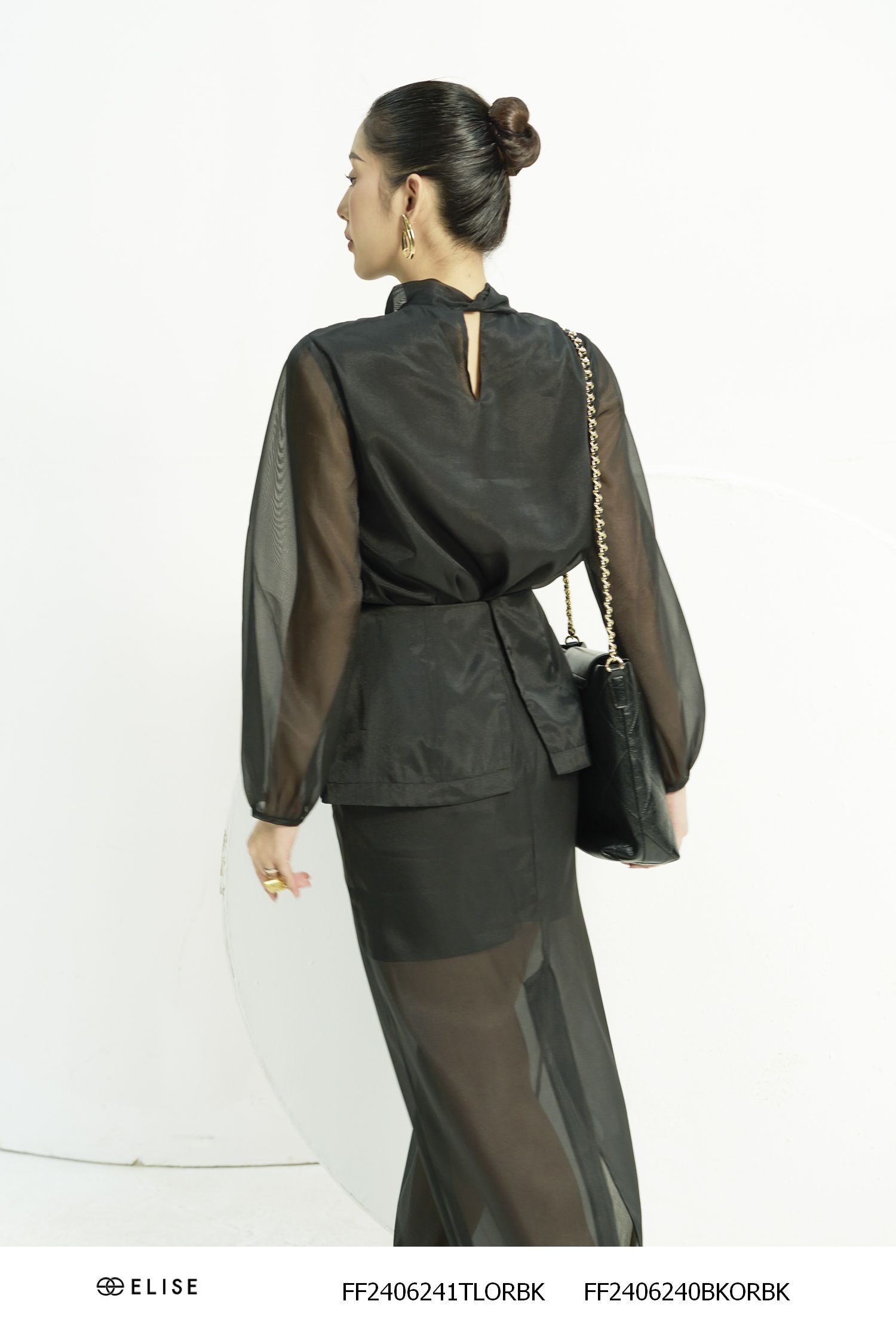 JUPE DÀI TƠ ĐEN PEPLUM