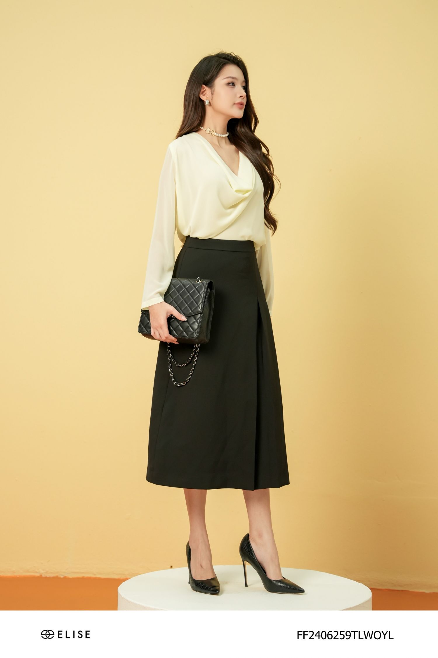 ÁO CHIFFON VÀNG NHẠT CỔ ĐỔ