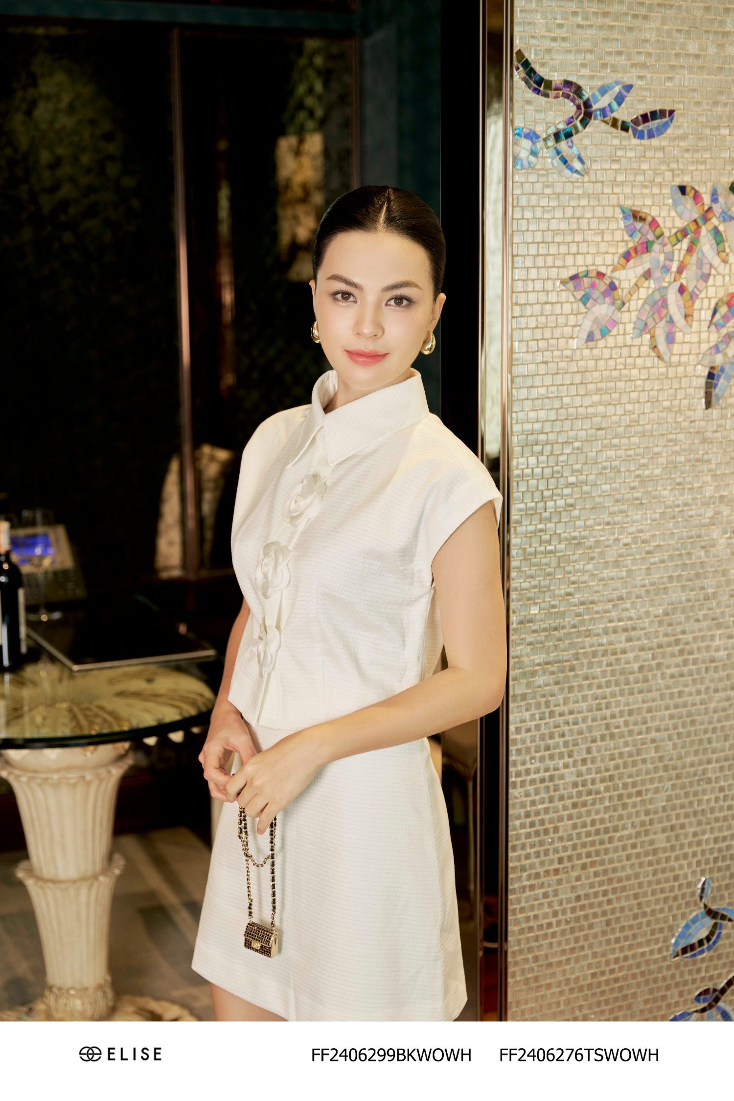 SƠ MI TRẮNG ĐÍNH HOA