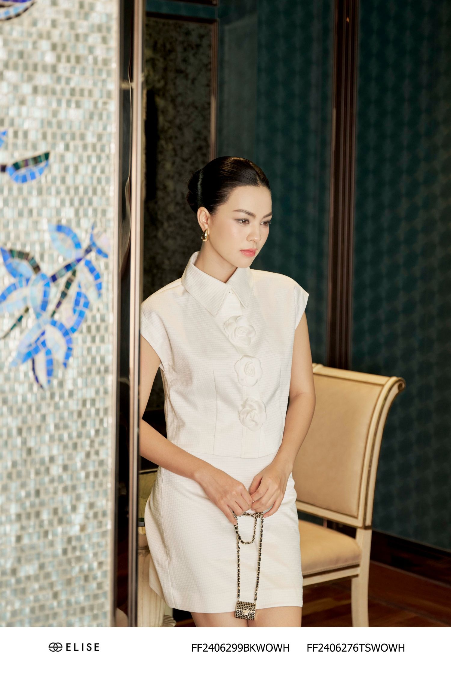 SƠ MI TRẮNG ĐÍNH HOA
