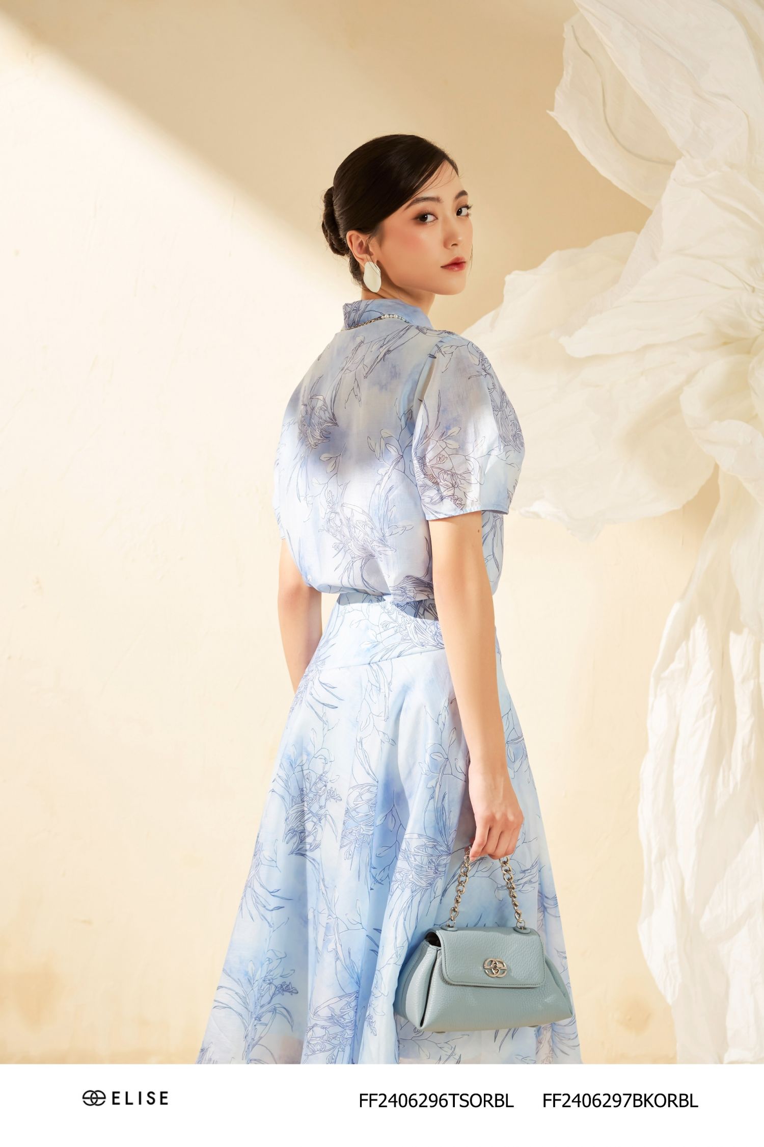 SM TƠ LOANG XANH HOA TAY XẾP LY CHÉO