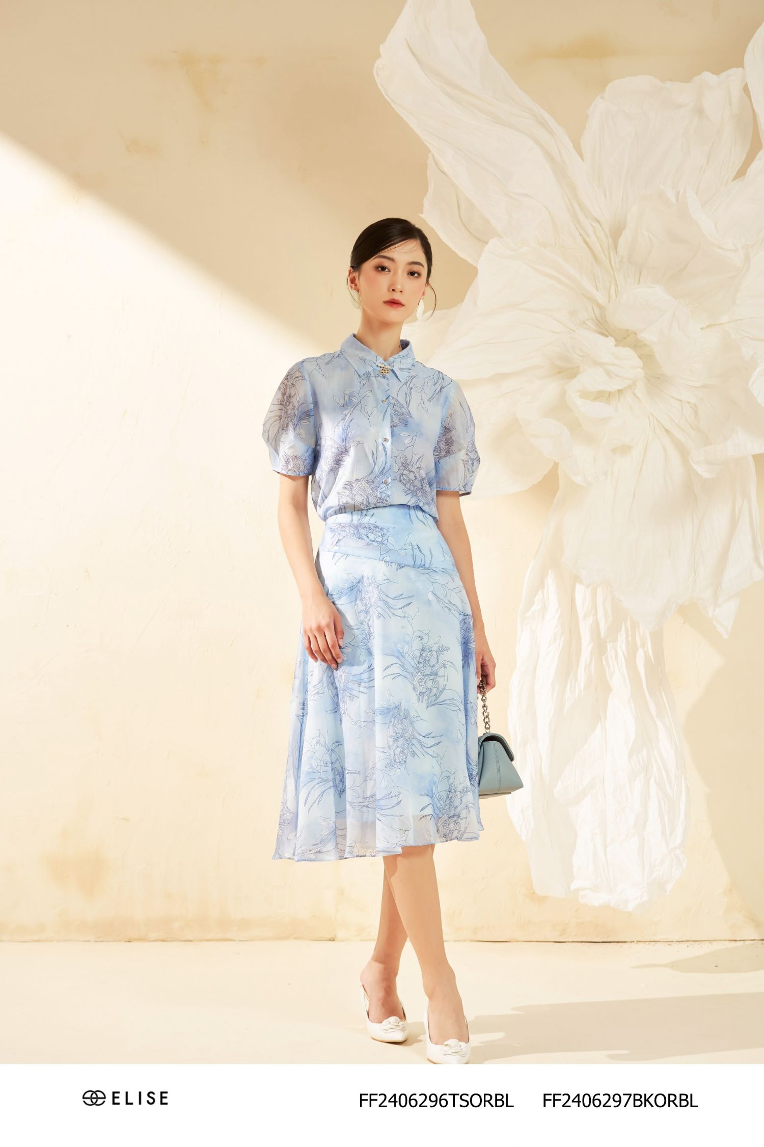 SM TƠ LOANG XANH HOA TAY XẾP LY CHÉO