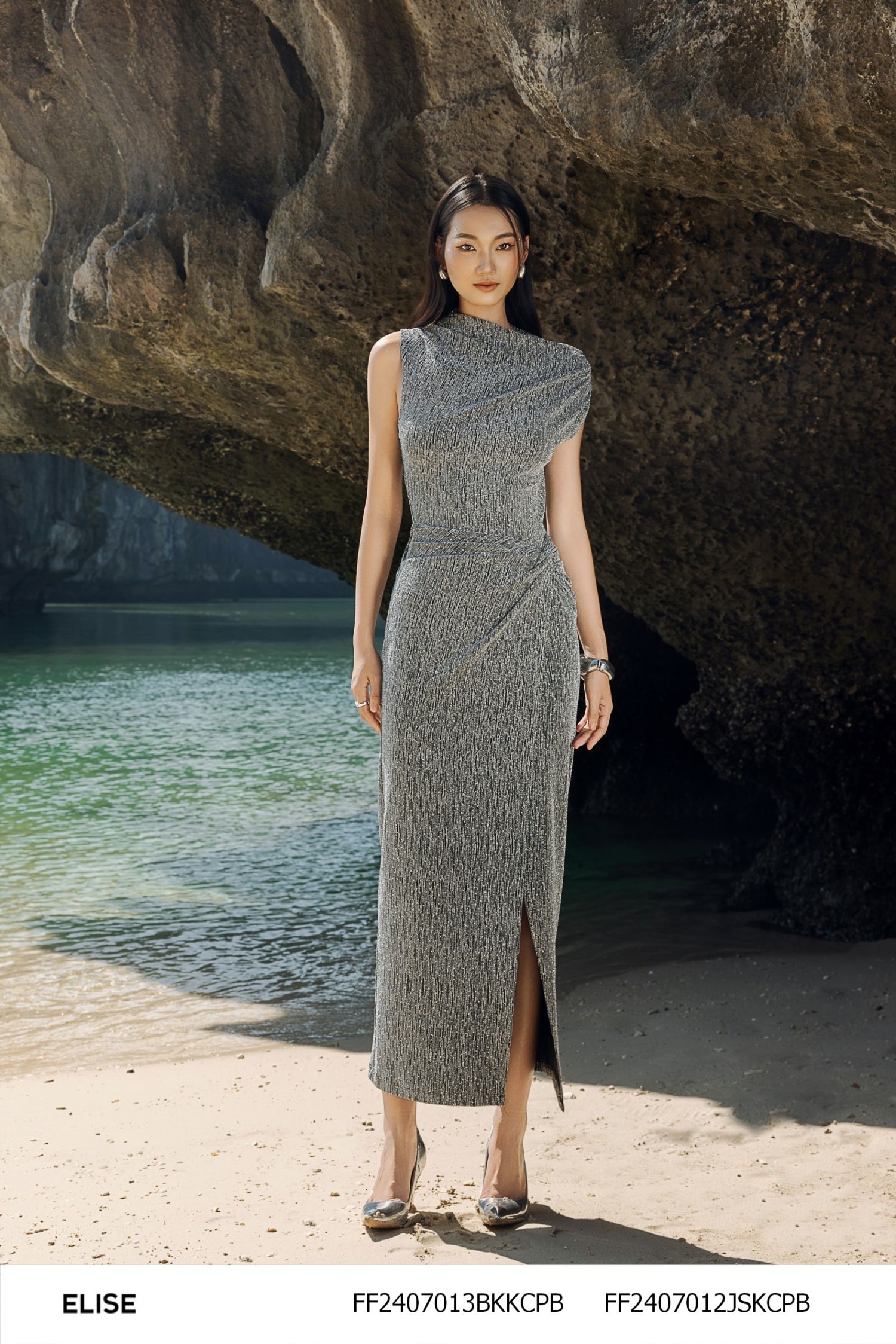 BODY SUIT THUN KIM TUYẾN BẠC XẾP LY VAI