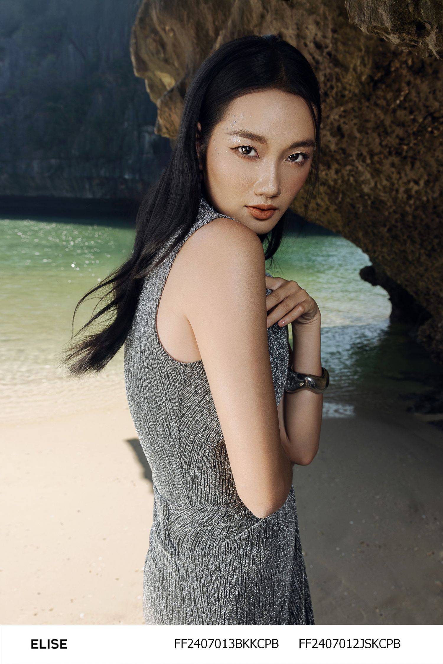 BODY SUIT THUN KIM TUYẾN BẠC XẾP LY VAI