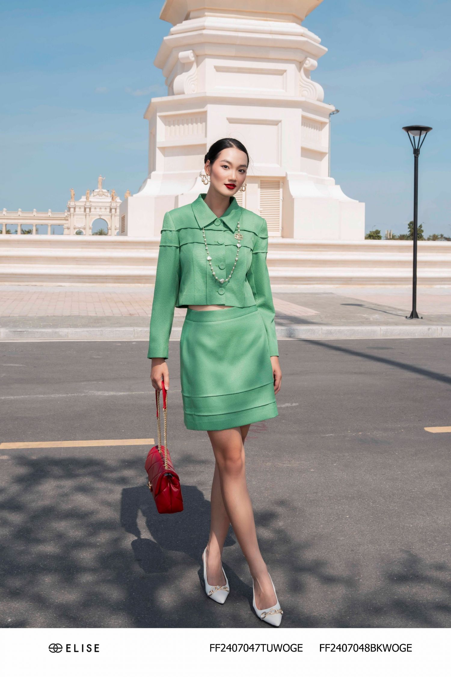 JUPE SỢI XANH LÁ BẤU LY