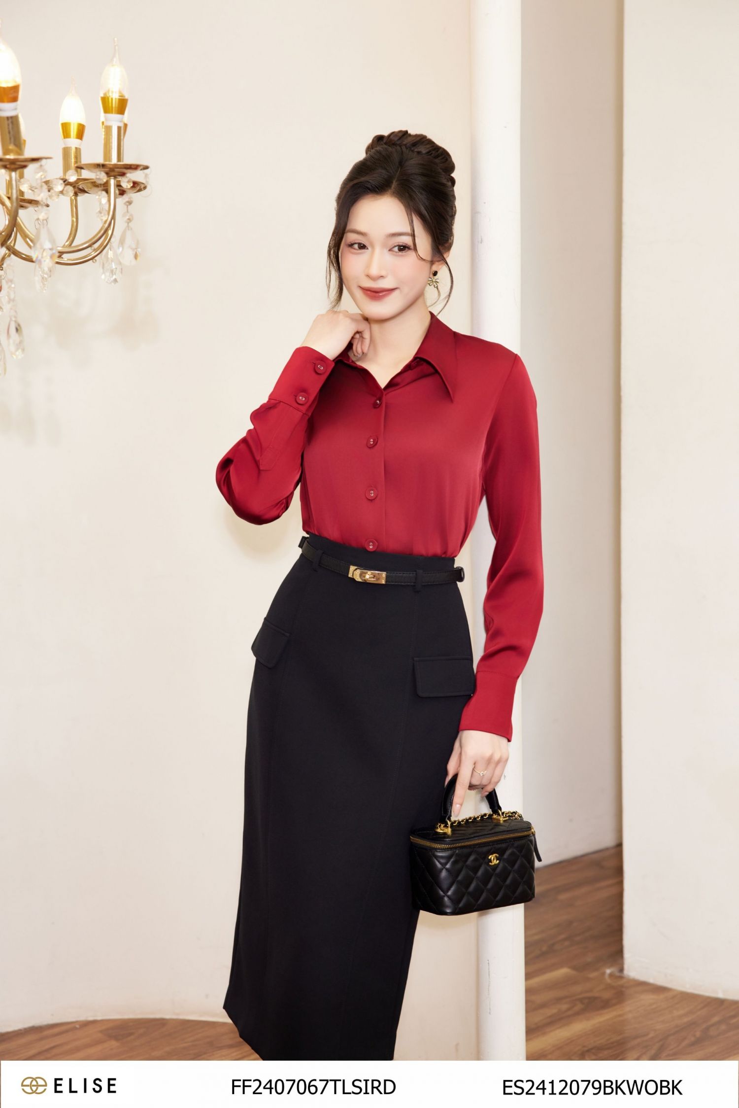 JUPE ĐEN BỔ CÚP ỐP NẮP TÚI