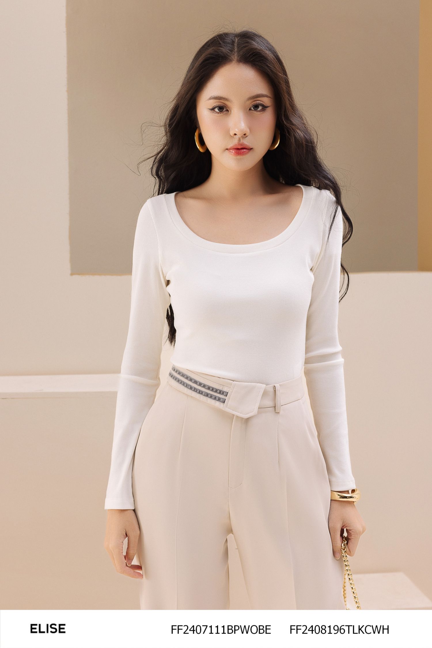 QUẦN BE NHẠT CẠP LẬT PHỐI NHUNG