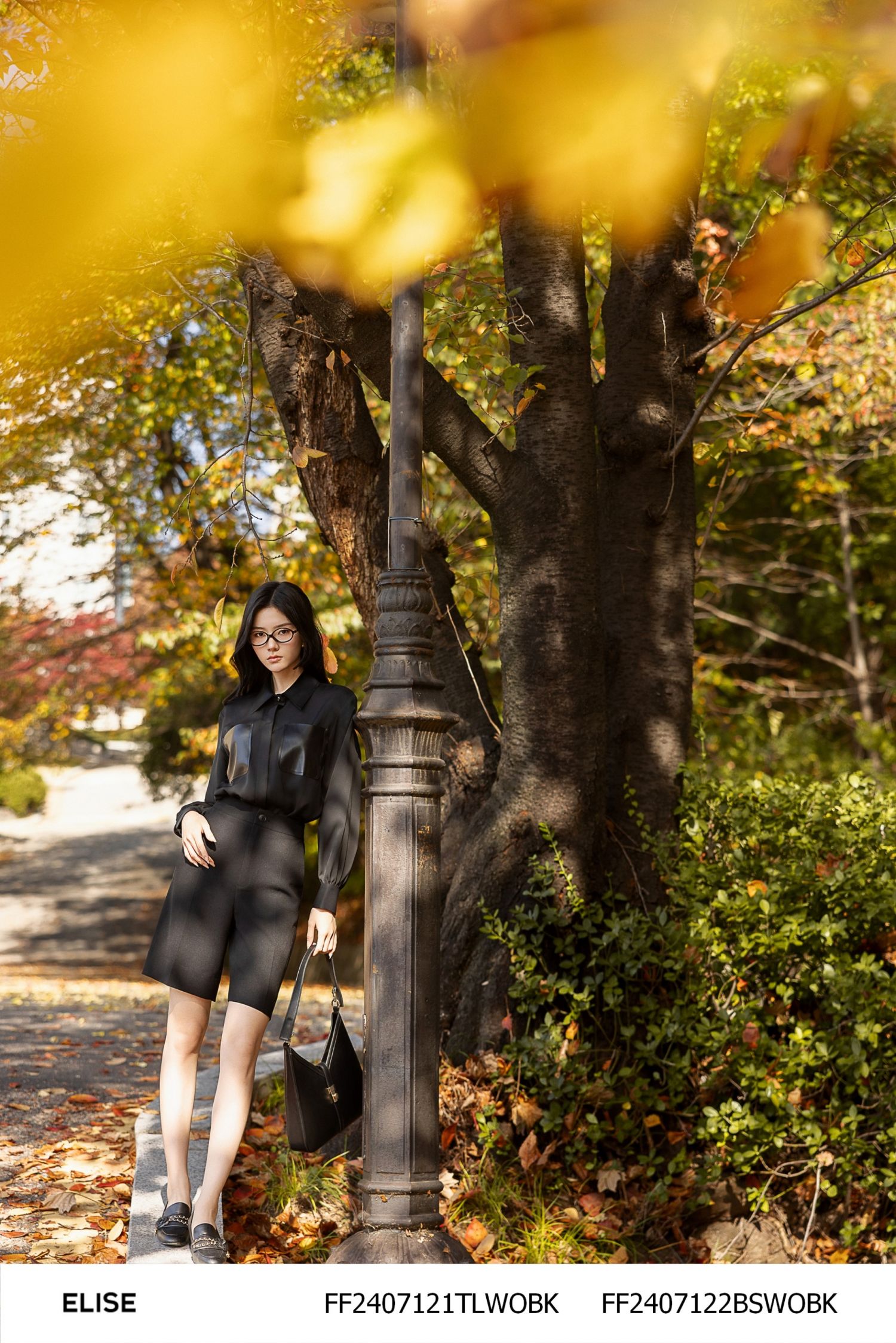 QUẦN SOOC ĐEN VIỀN DA TÚI CHÉO