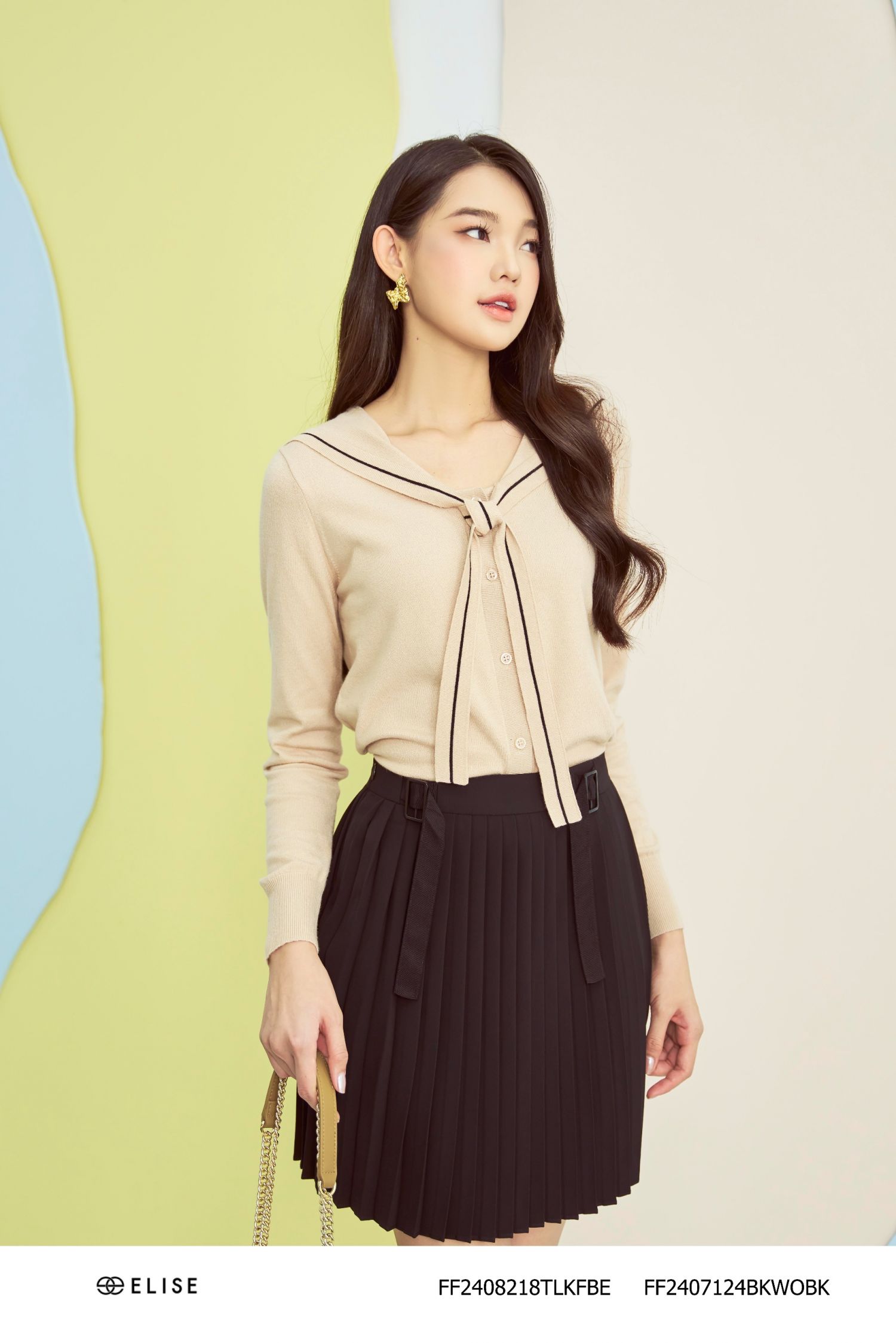 JUPE ĐEN NGẮN DẬP LY CẠP PHỐI DÂY DỆT