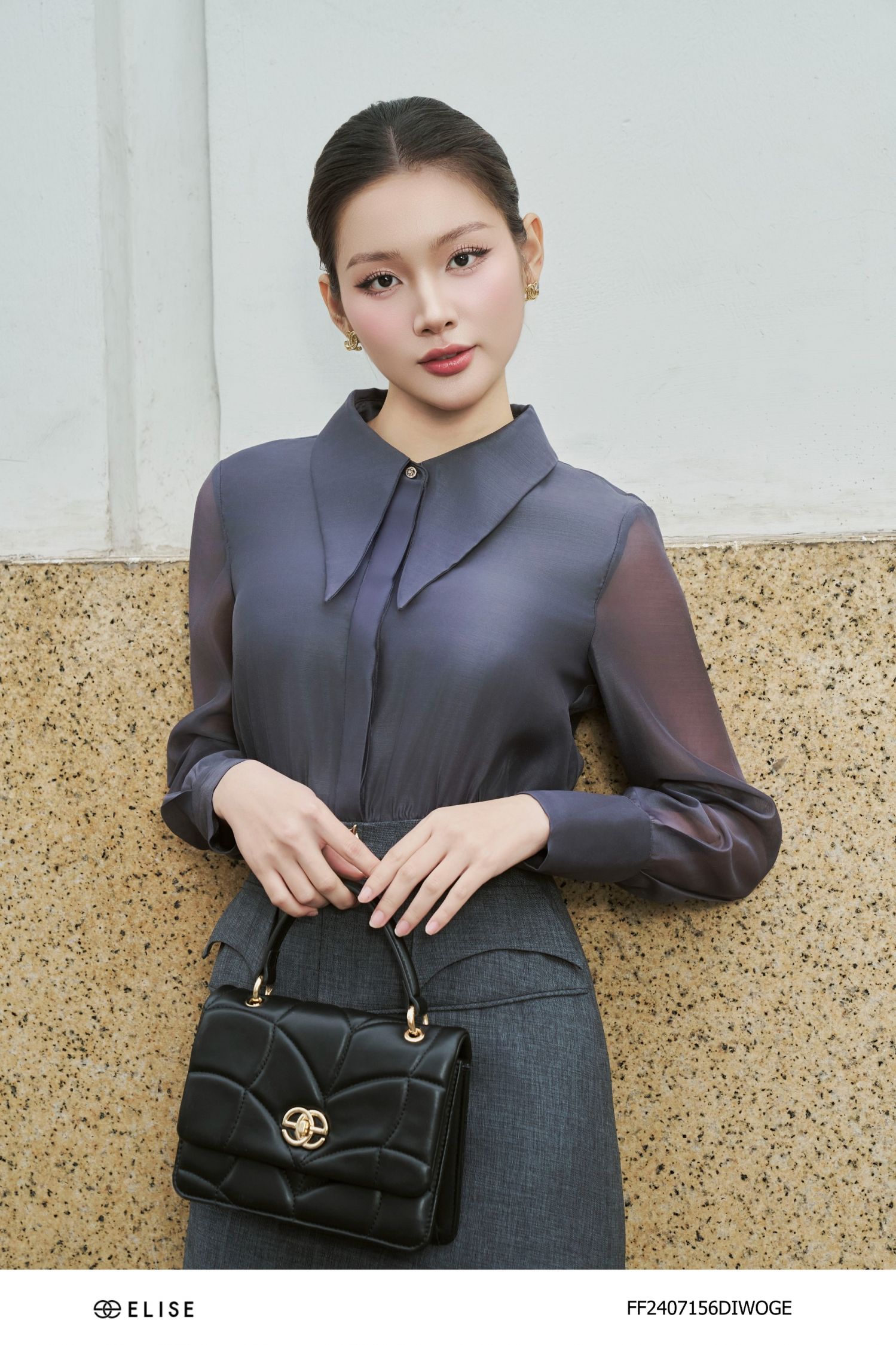 ĐẦM TWEED PHỐI TƠ XANH CỔ NHỌN
