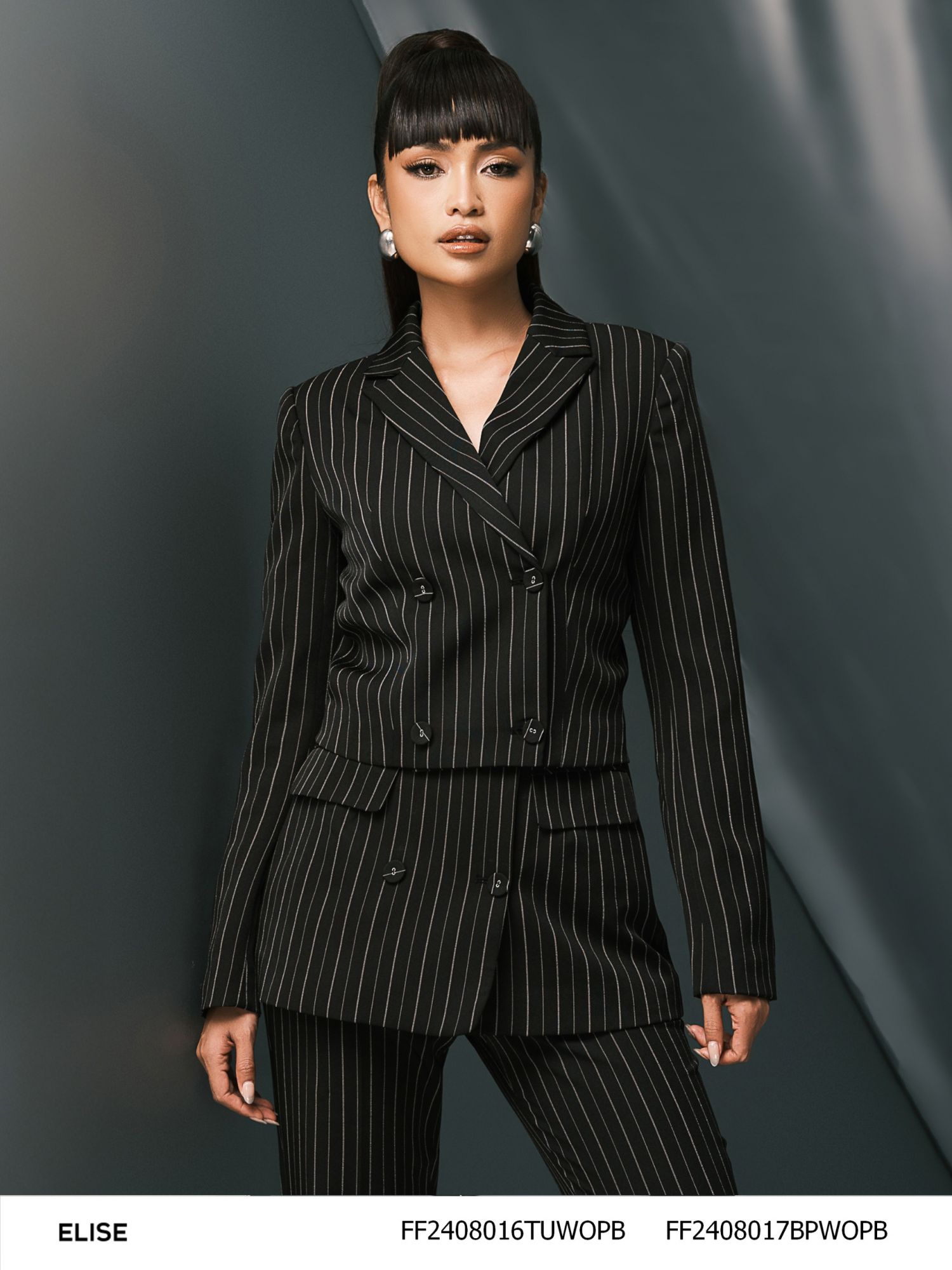 VEST LỬNG ĐEN KẺ TRẮNG