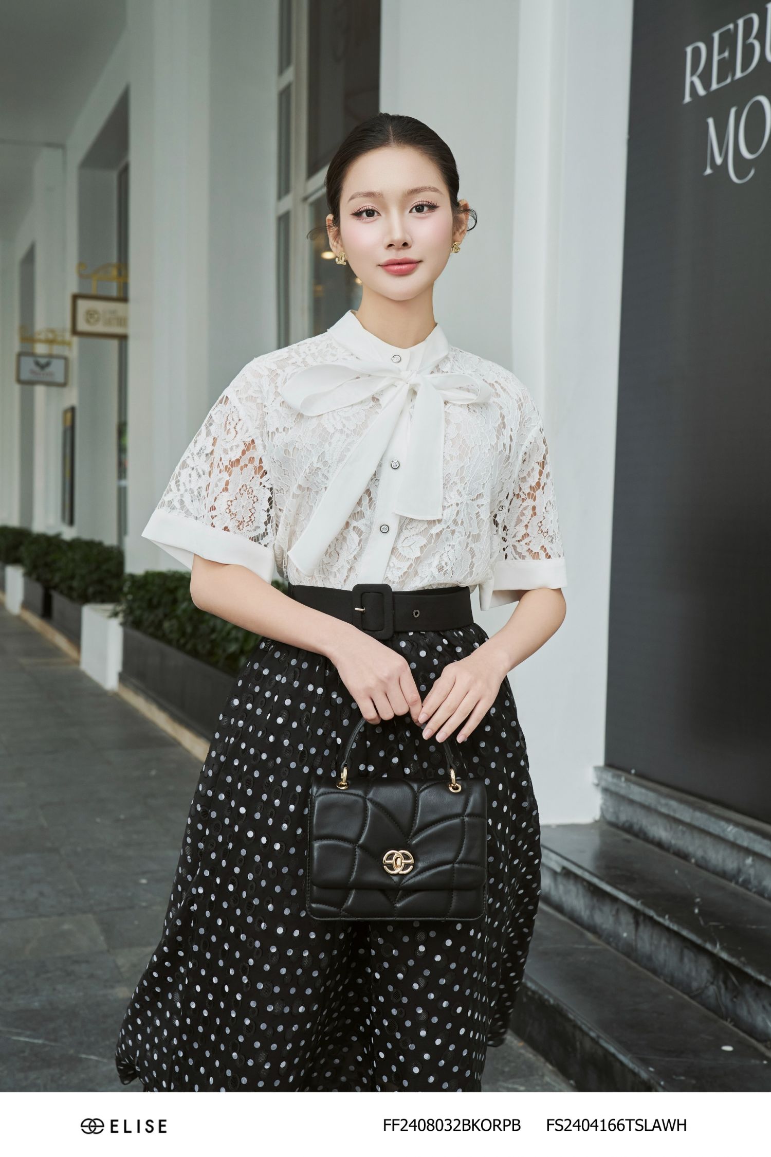 CV TƠ ĐEN CHẤM BI ĐAI CẠP
