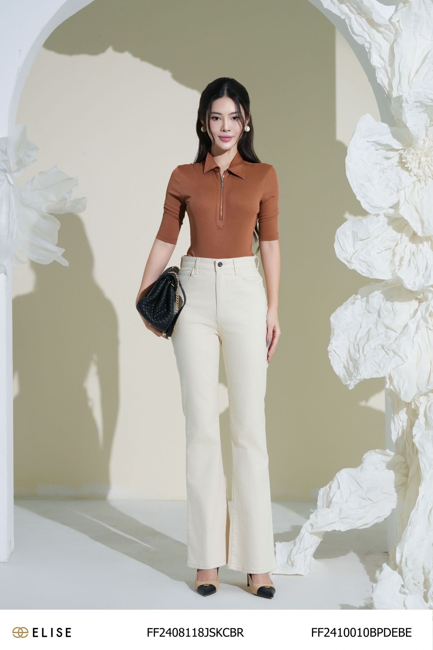 BODY SUIT NÂU KHÓA TRƯỚC